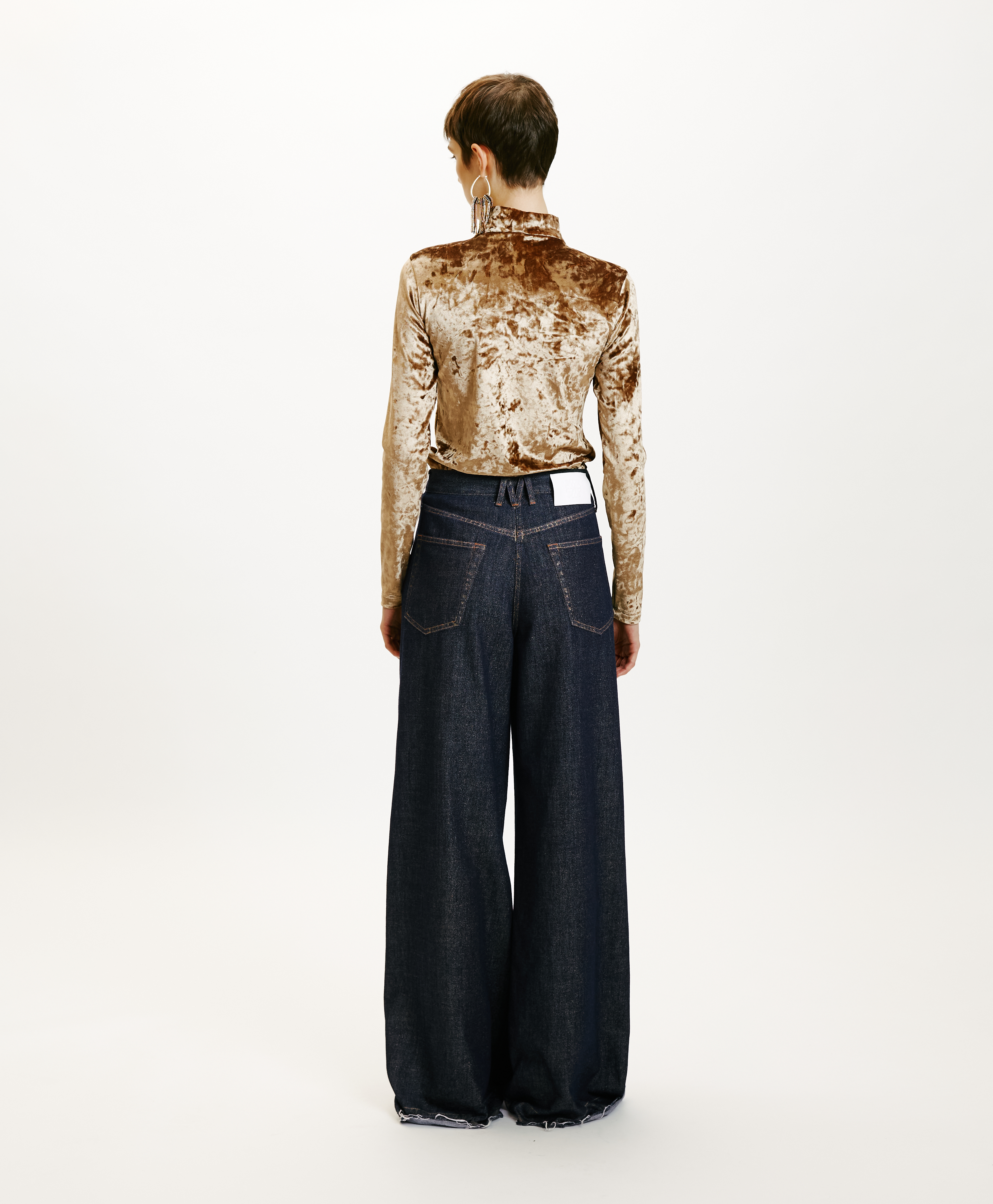 AOKI PABNTS IN LAMINATED DENIM - BLUE/GOLD - Momonì