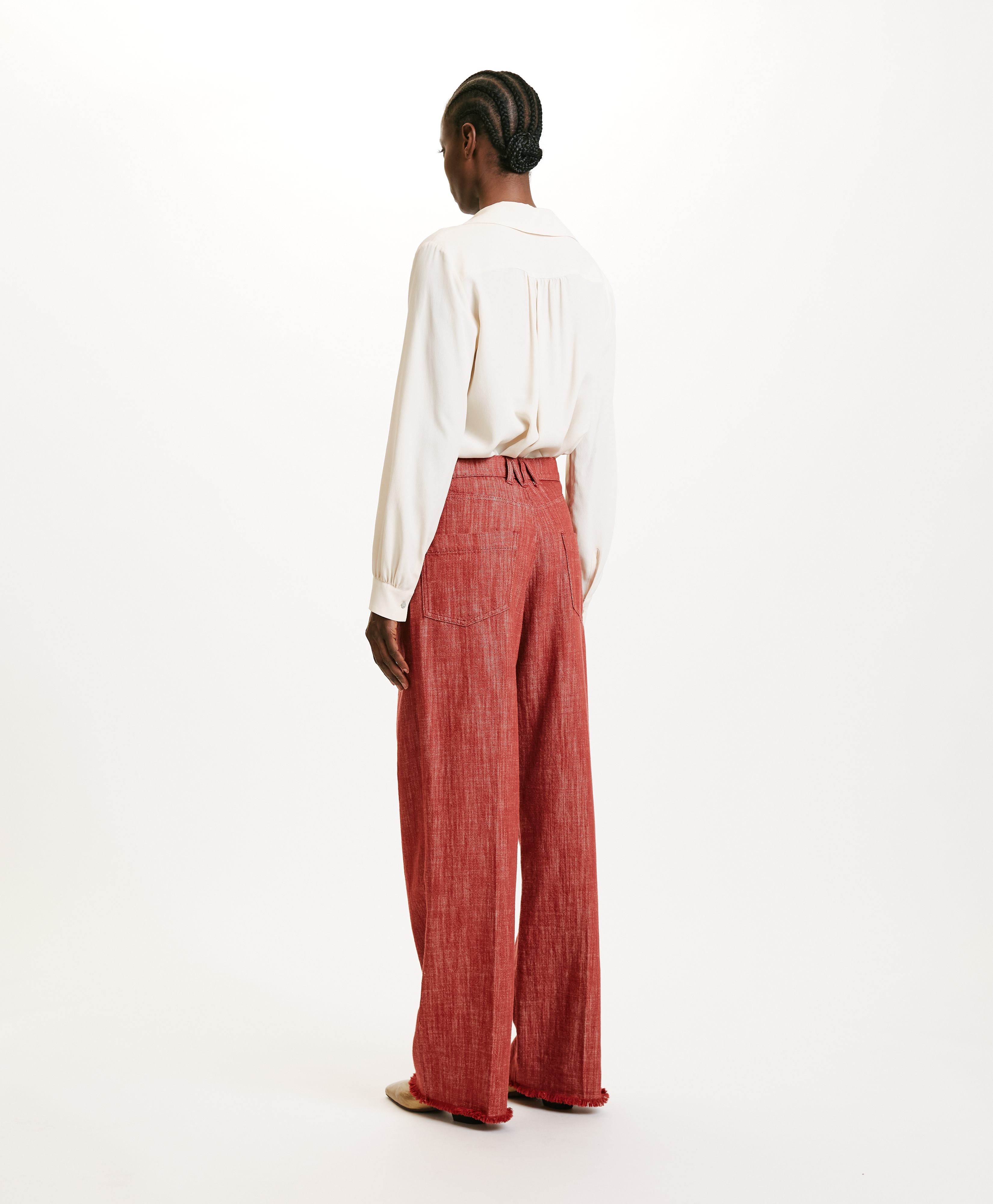 MIYAKO PANTS IN NON-STRETCH COLOURED DENIM - BRICK - Momonì