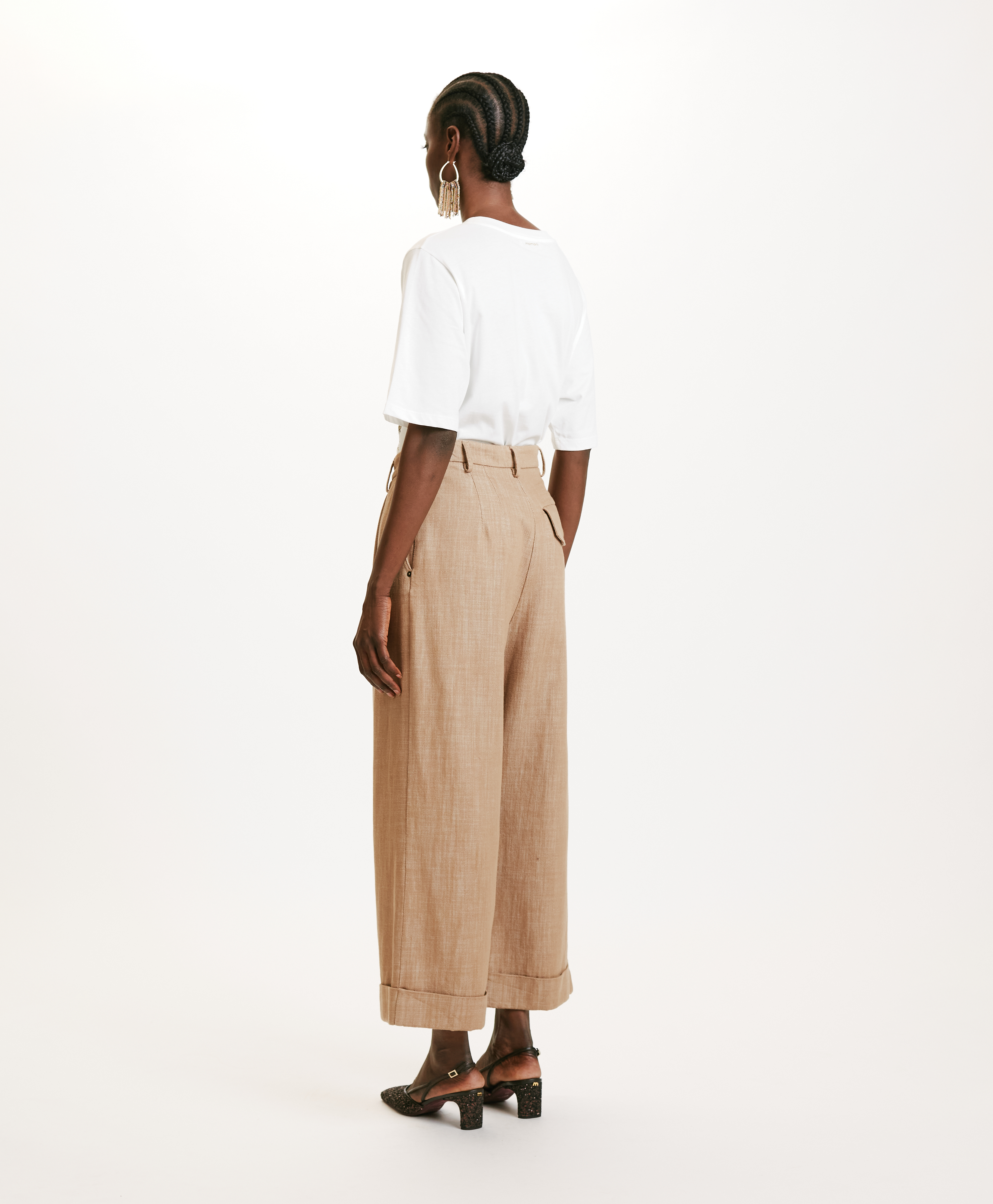 GRECALE PANTS IN NON-STRETCH COLOURED DENIM - ALMOND - Momonì