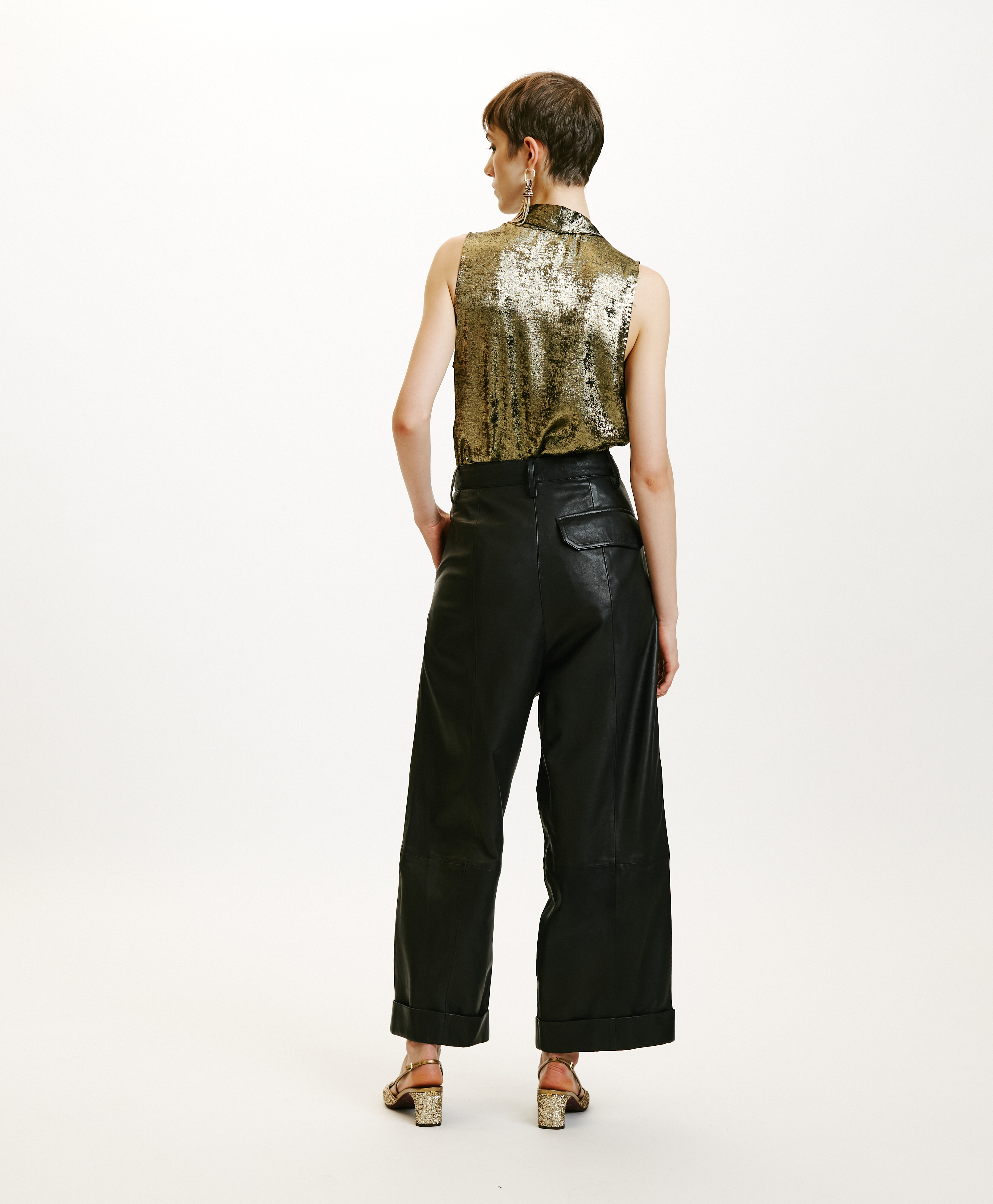 GRECALE PANTS IN NAPPA LEATHER - BLACK - Momonì