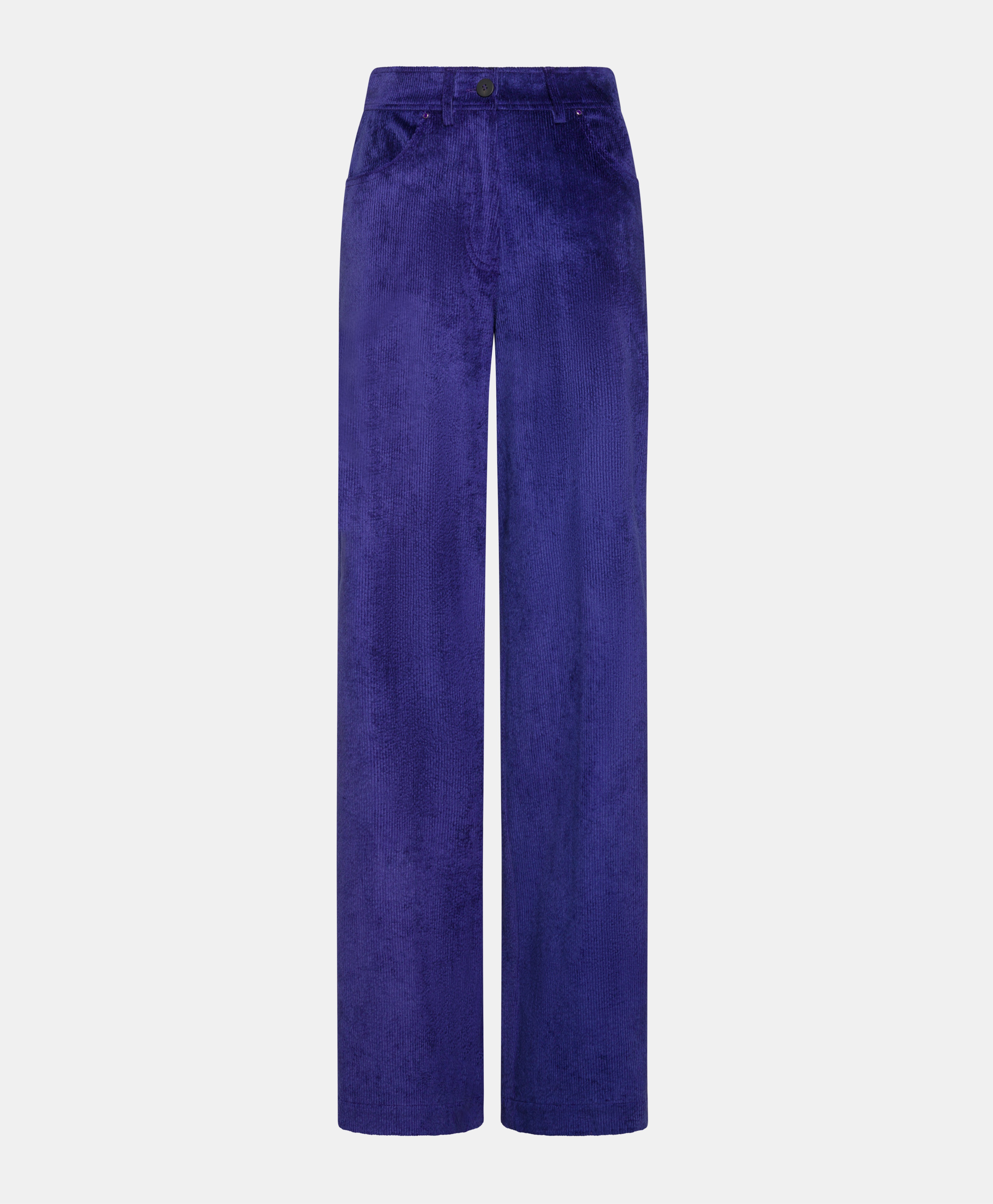 PANTALON GUSTAVE EN VELOURS CÔTELÉ STRETCH - BLEU - Momonì