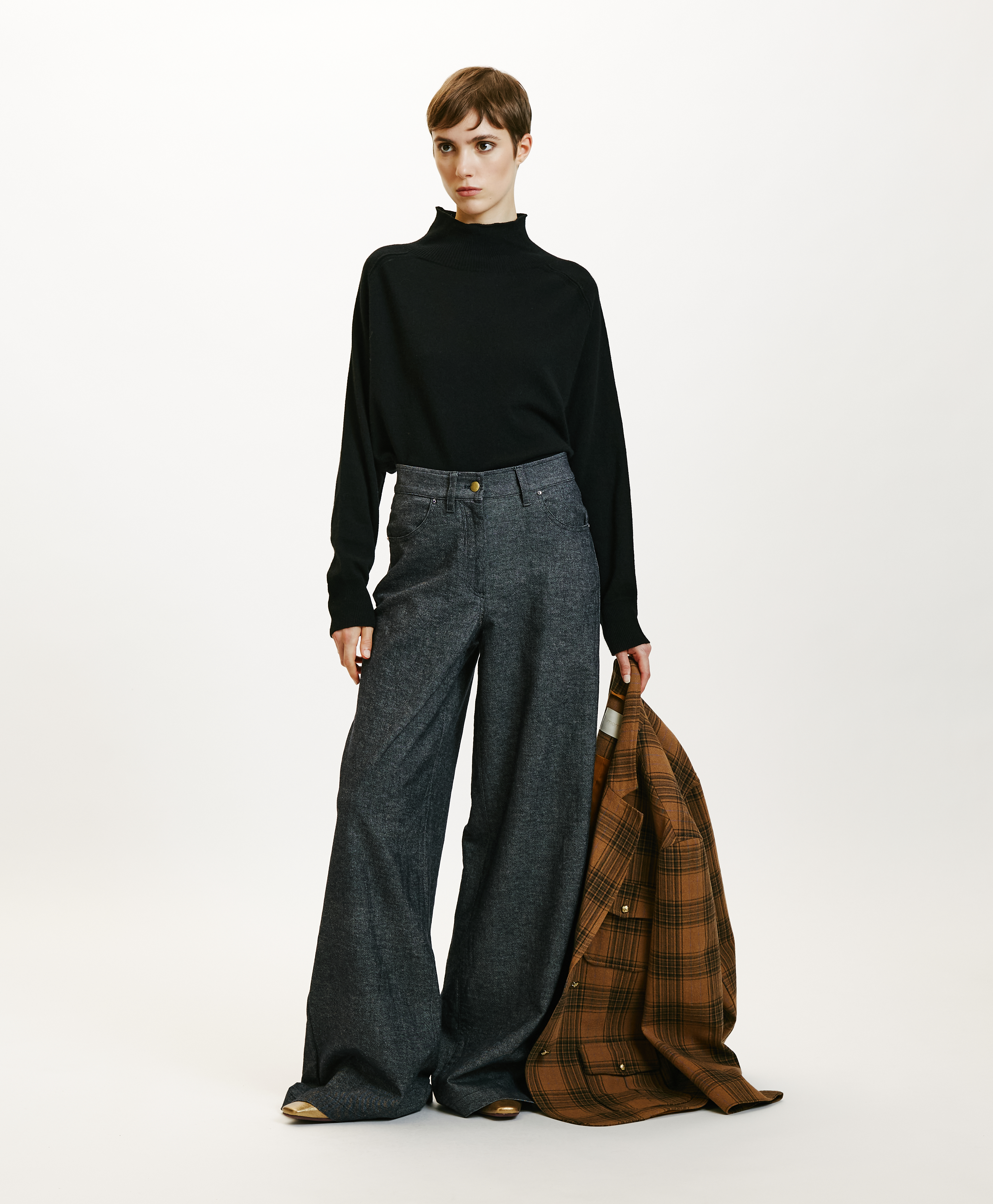 GUSTAVE PANTS IN STRETCH COTTON/WOOL DENIM - BLUE JEANS - Momonì