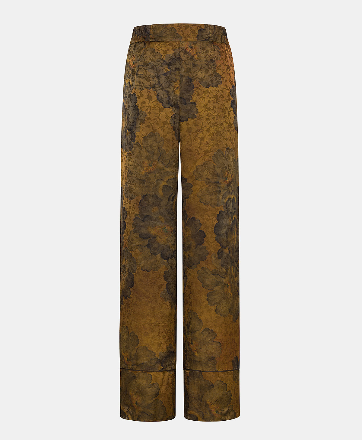 DAIKI PANTS IN PRINTED JACQUARD VISCOSE - TOBACO/OLIVE - Momonì