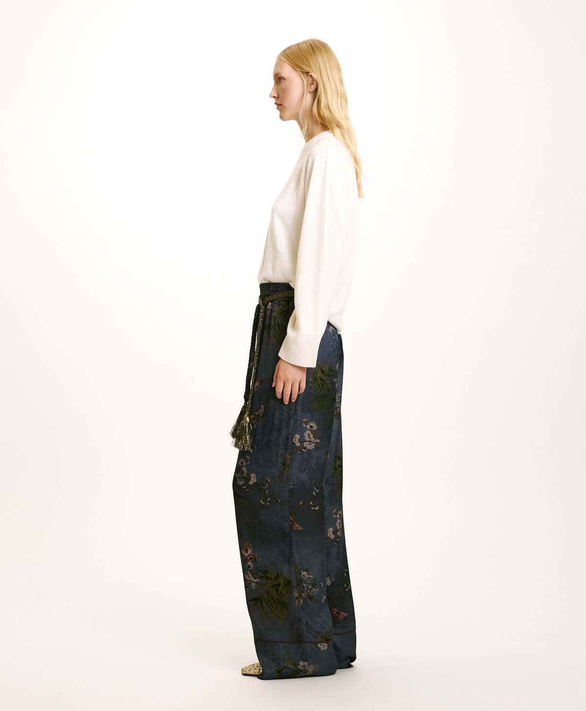 DAIKI PANTS IN PRINTED JACQUARD VISCOSE - MULTICOLOR DUSTY GREY - Momonì