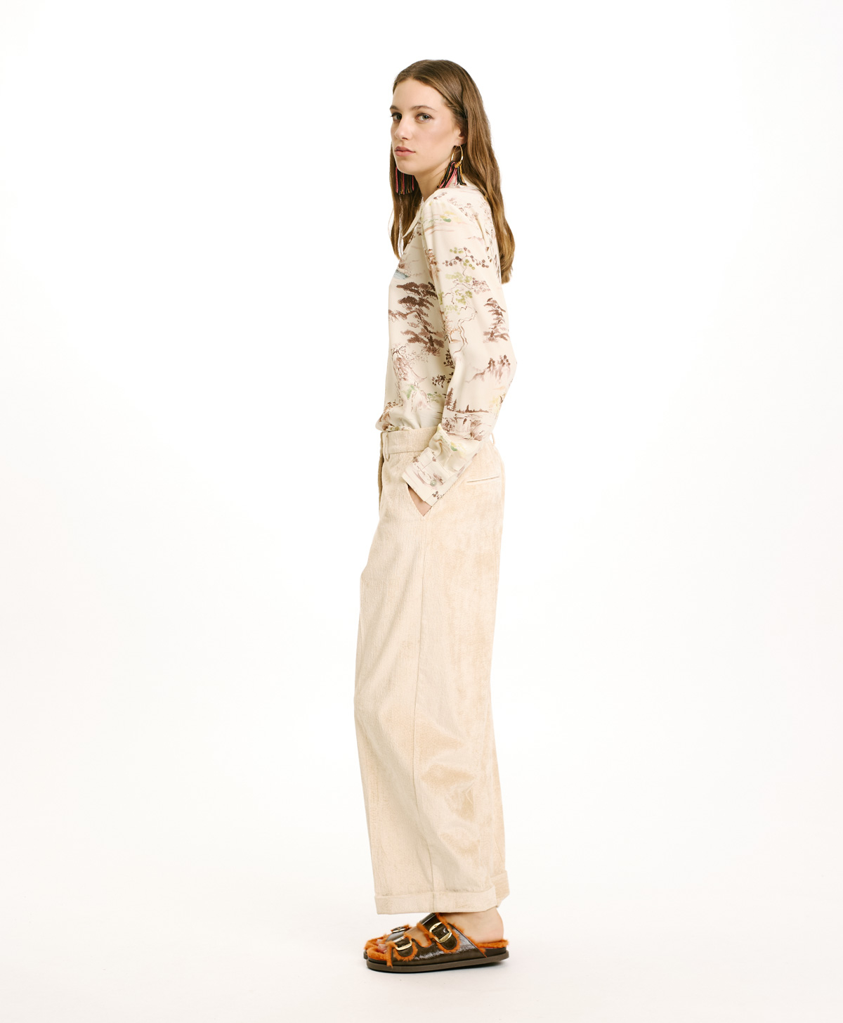 DANGO PANTS IN STRETCH CORDUROY - CREAM - Momonì