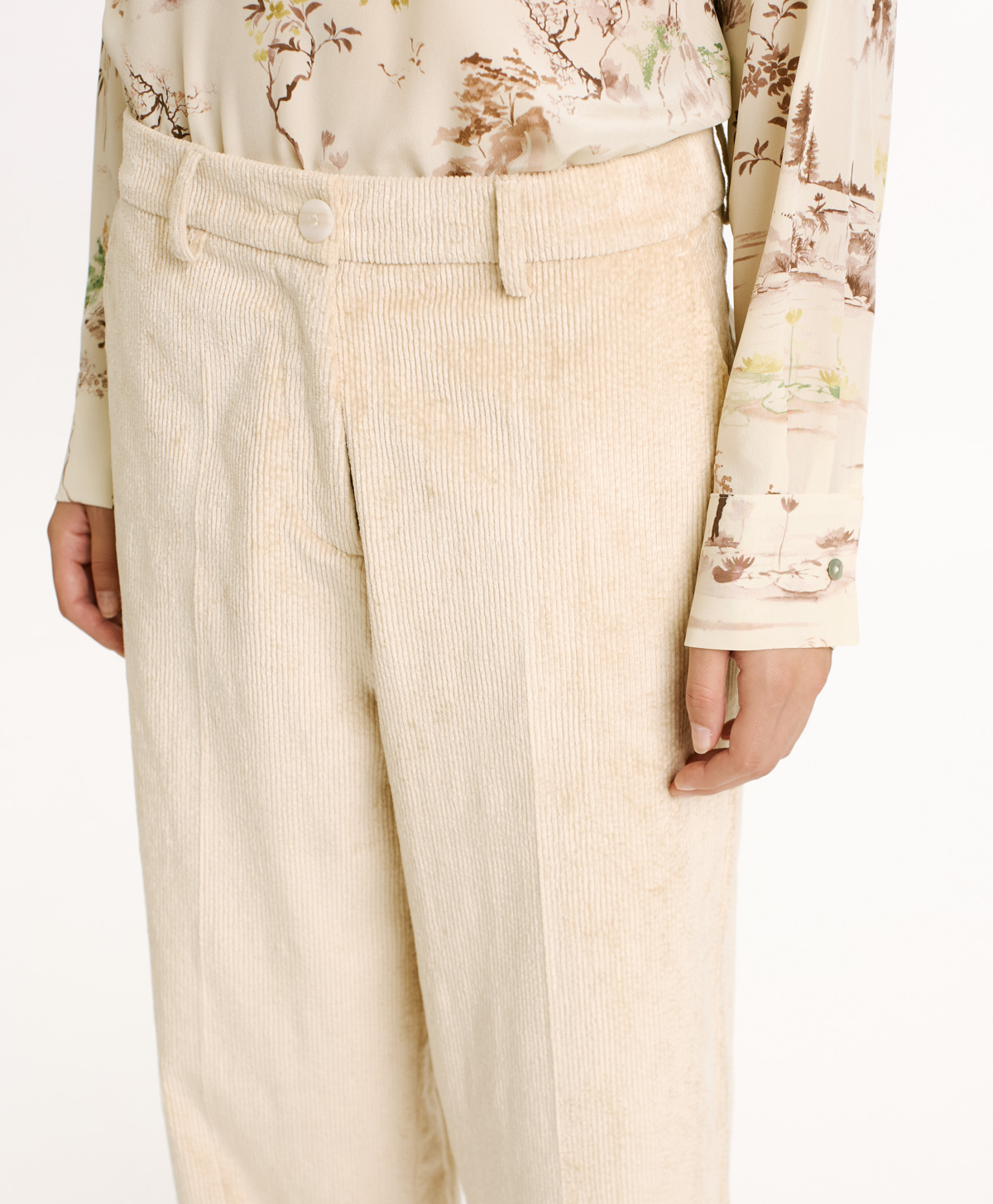 DANGO PANTS IN STRETCH CORDUROY - CREAM - Momonì