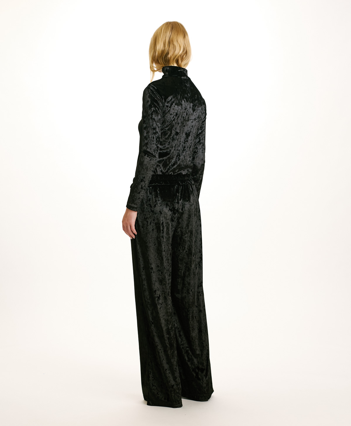 BACCARAT PANTS IN STRETCH VELVET - BLACK - Momonì