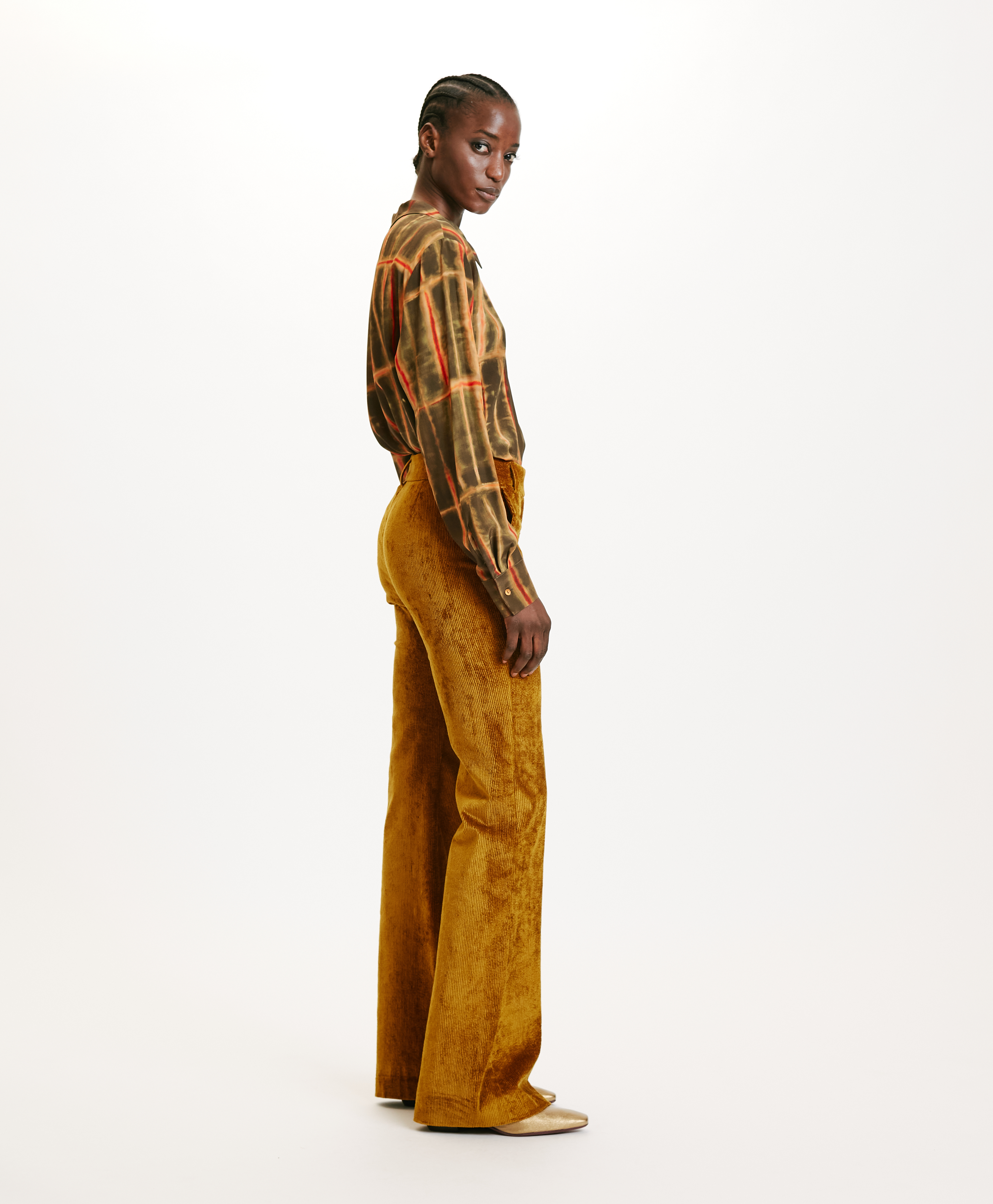 DANGO PANTS IN STRETCH CORDUROY - GINGER - Momonì