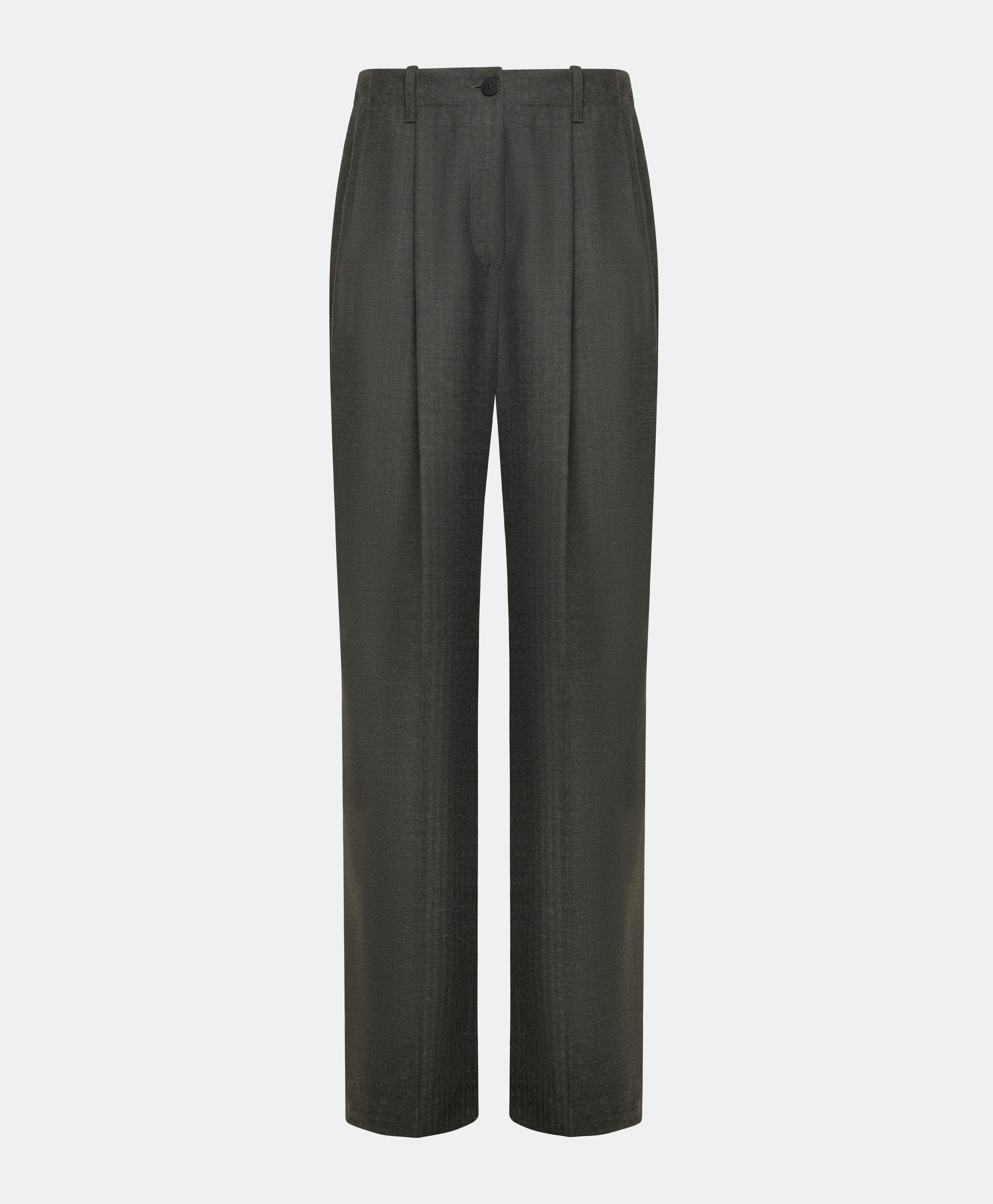 SORAI PANTS IN STRETCH CHEVRON VISCOSE WOOL - CHARCOAL GRAY - Momonì