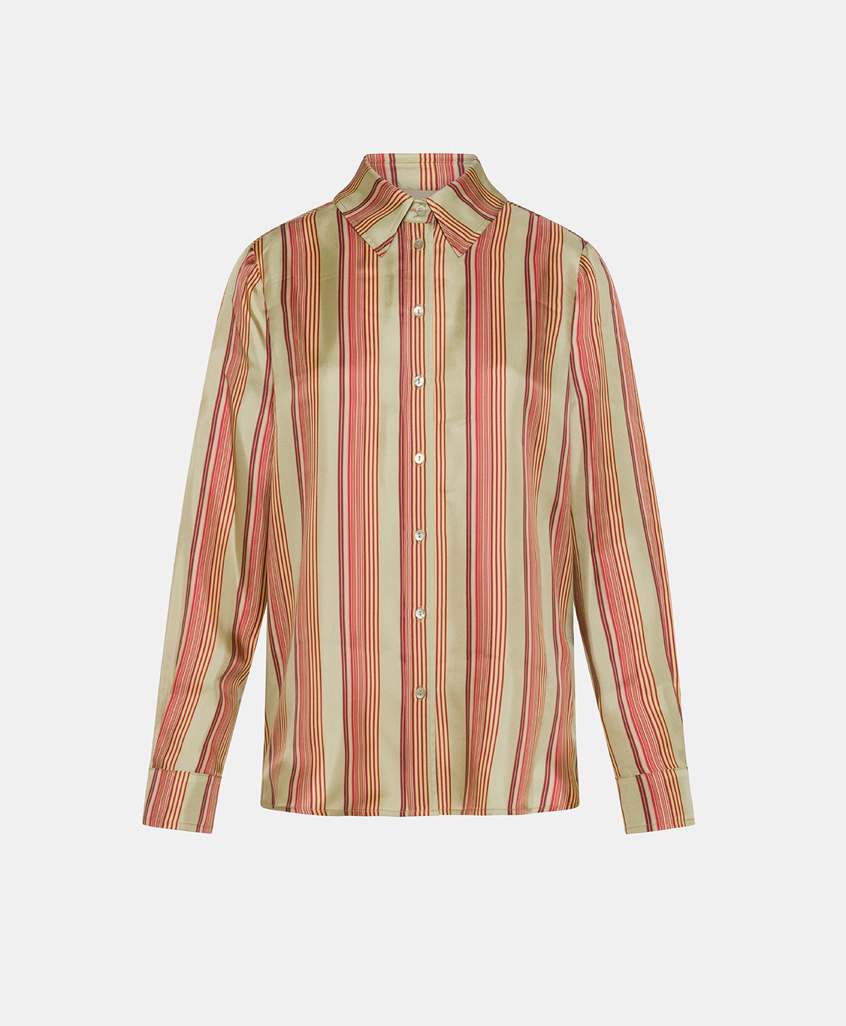 ARLES SHIRT IN PRINTED SILK TWILL - AQUA GREEN/RED - Momonì