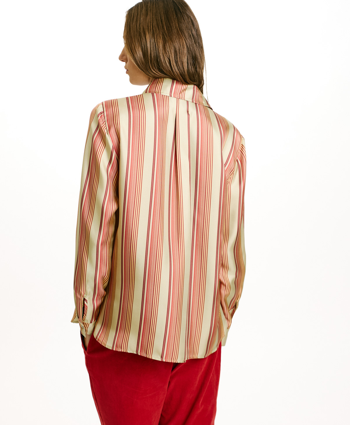 ARLES SHIRT IN PRINTED SILK TWILL - AQUA GREEN/RED - Momonì