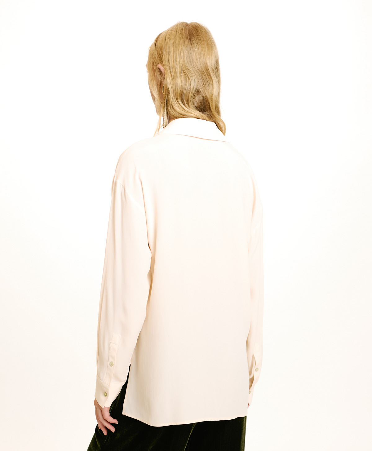 SAYONARA SHIRT IN SOLID COLOUR ACETATE/SILK - CREAM - Momonì