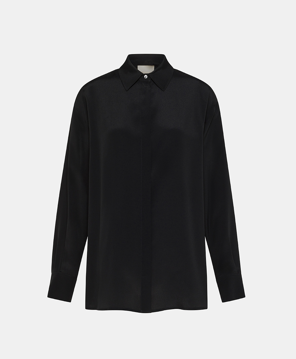 SAYONARA SHIRT IN SOLID COLOUR ACETATE/SILK - BLACK - Momonì