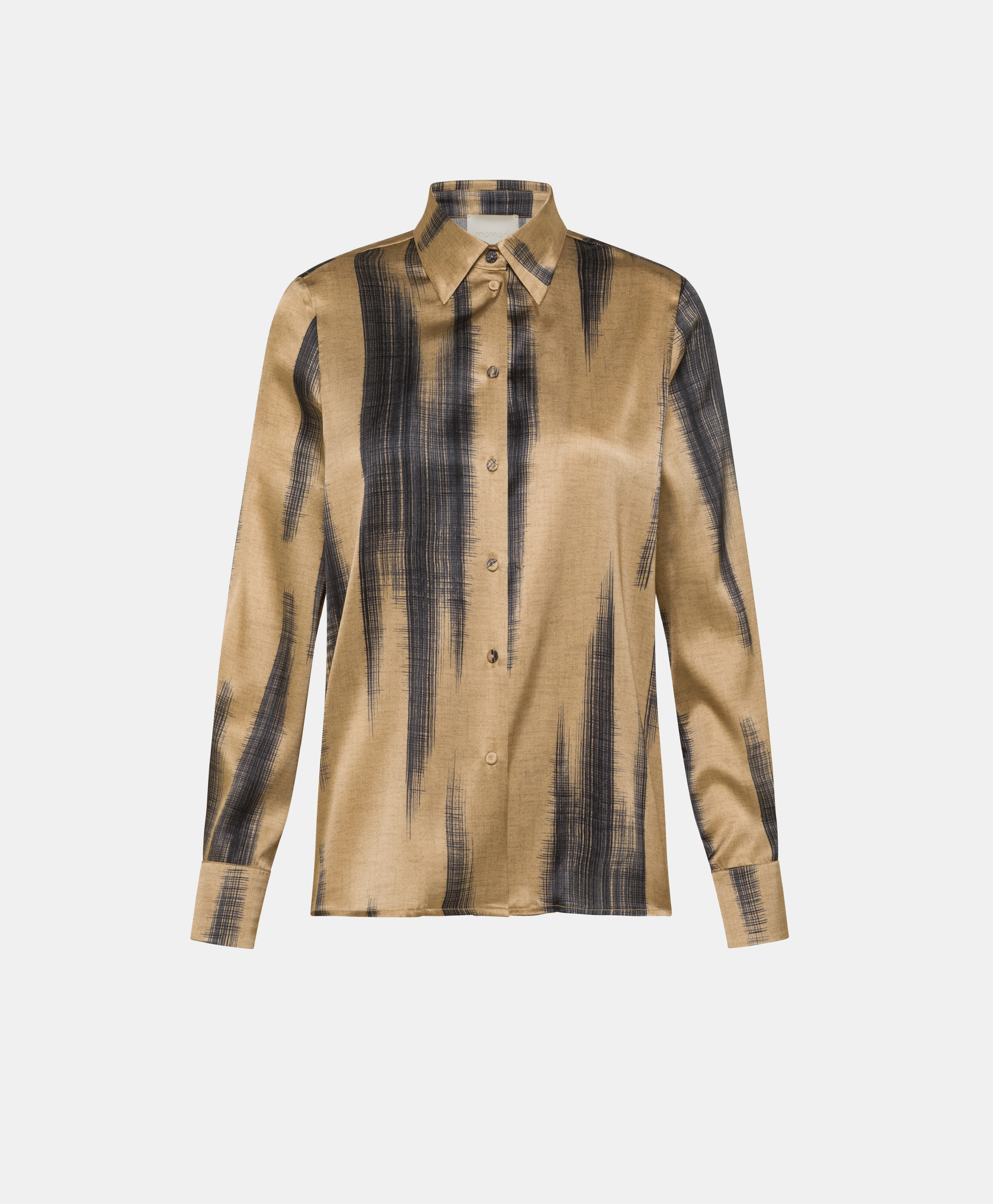 SIMON SHIRT IN PRINTED STRETCH SATIN - GOLD/BLUE - Momonì