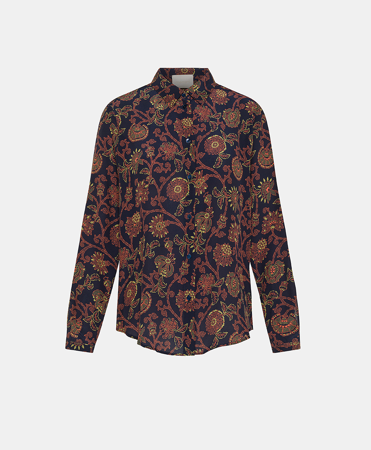 MEUDON SHIRT IN PRINTED CREPE DE CHINE - BLUE/ORANGE - Momonì