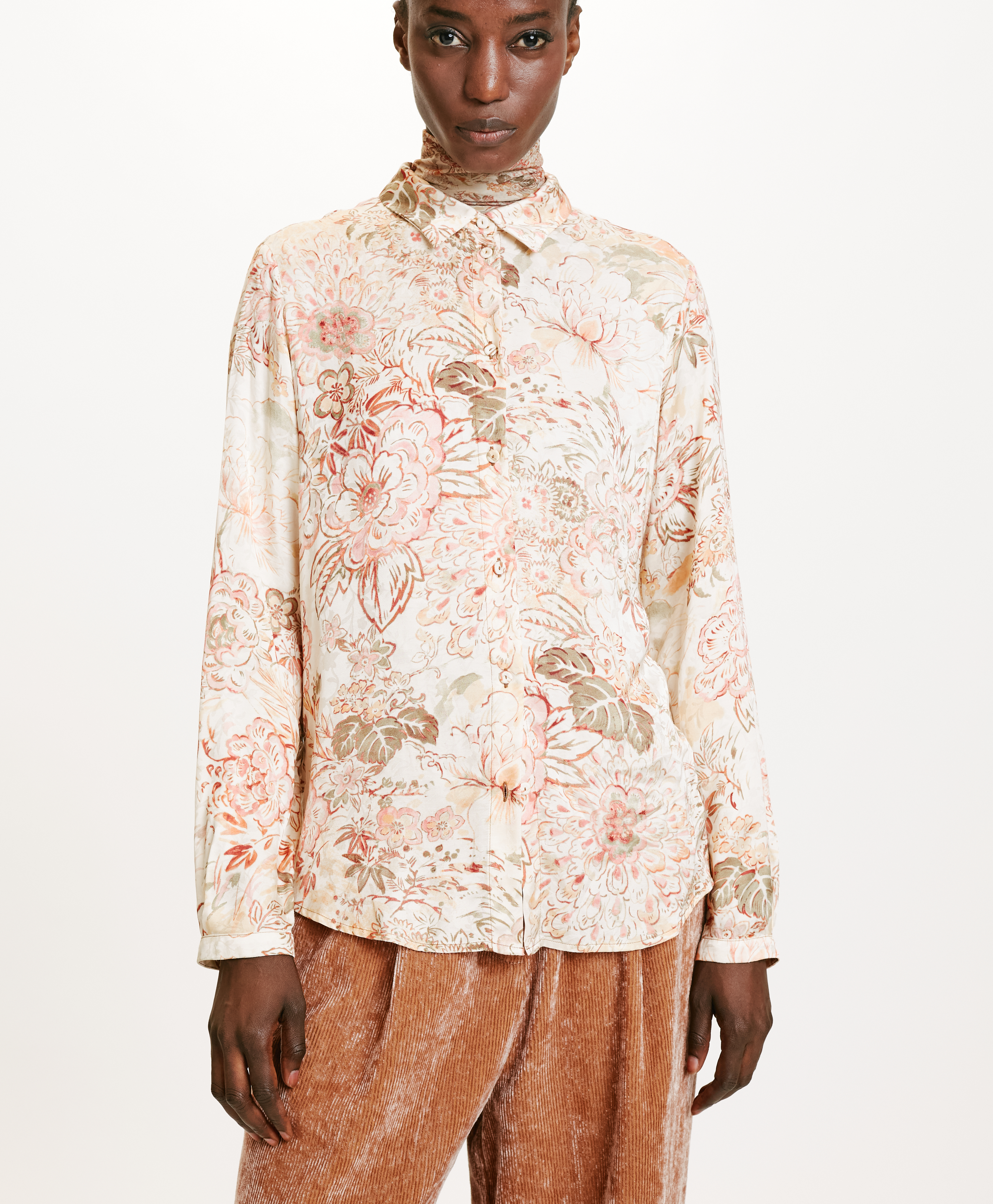 MEUDON SHIRT IN PRINTED JACQUARD VISCOSE - MULTICOLOR ROSE - Momonì