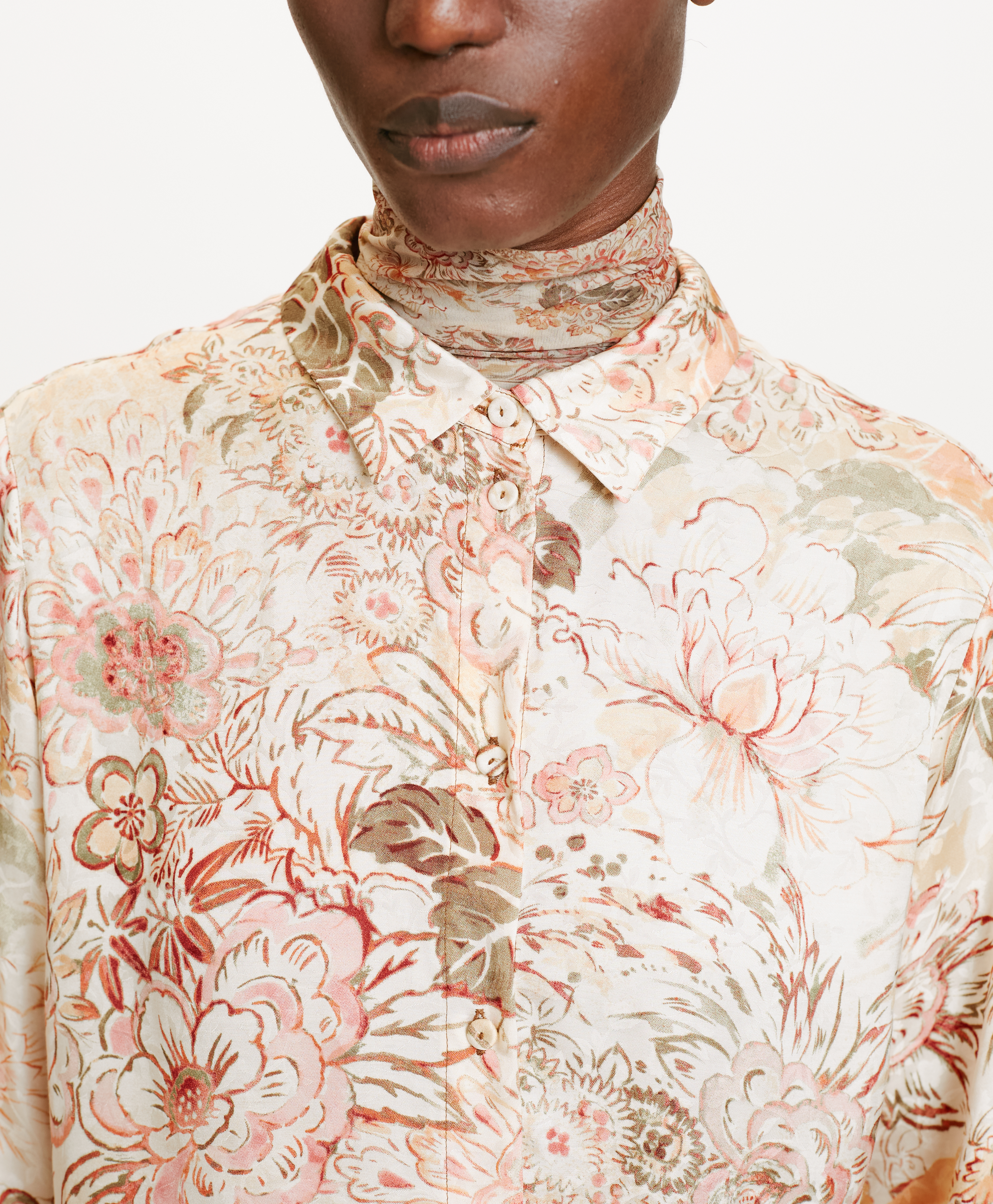 MEUDON SHIRT IN PRINTED JACQUARD VISCOSE - MULTICOLOR ROSE - Momonì