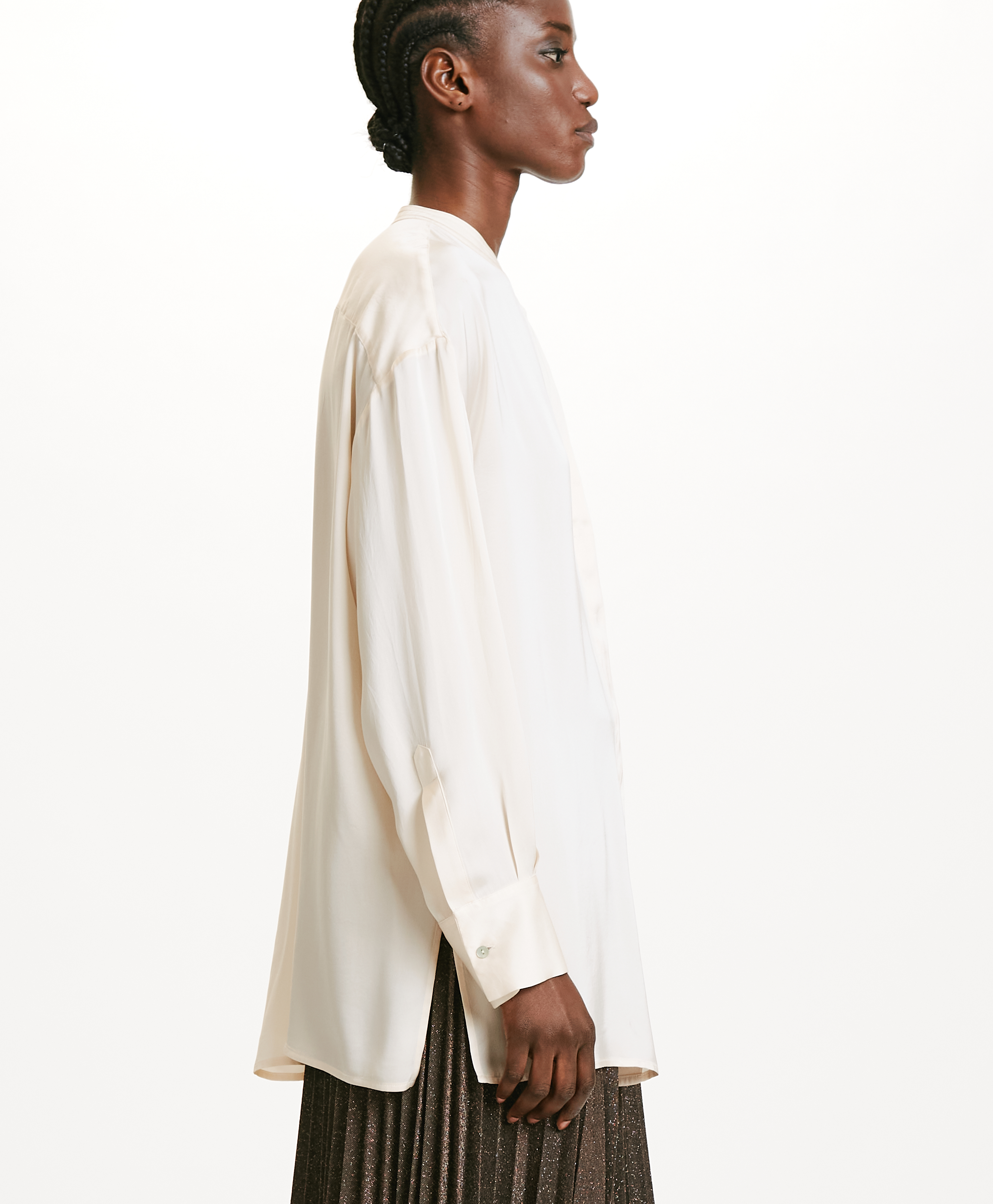 SORA SHIRT IN WASHED SILK - CREAM - Momonì