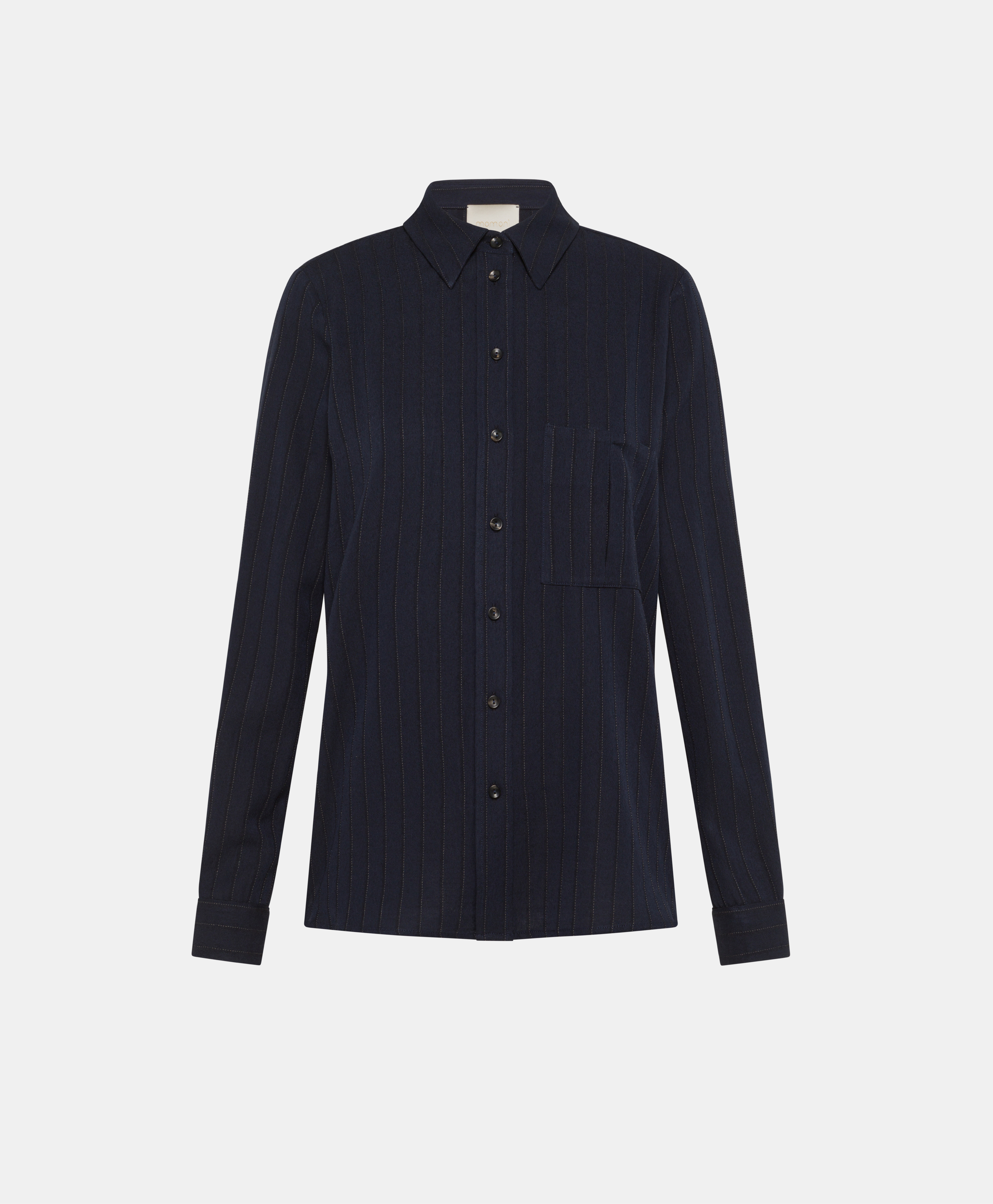 SADAO SHIRT IN CHALKSTRIPE WOOL TWILL - BLUE - Momonì