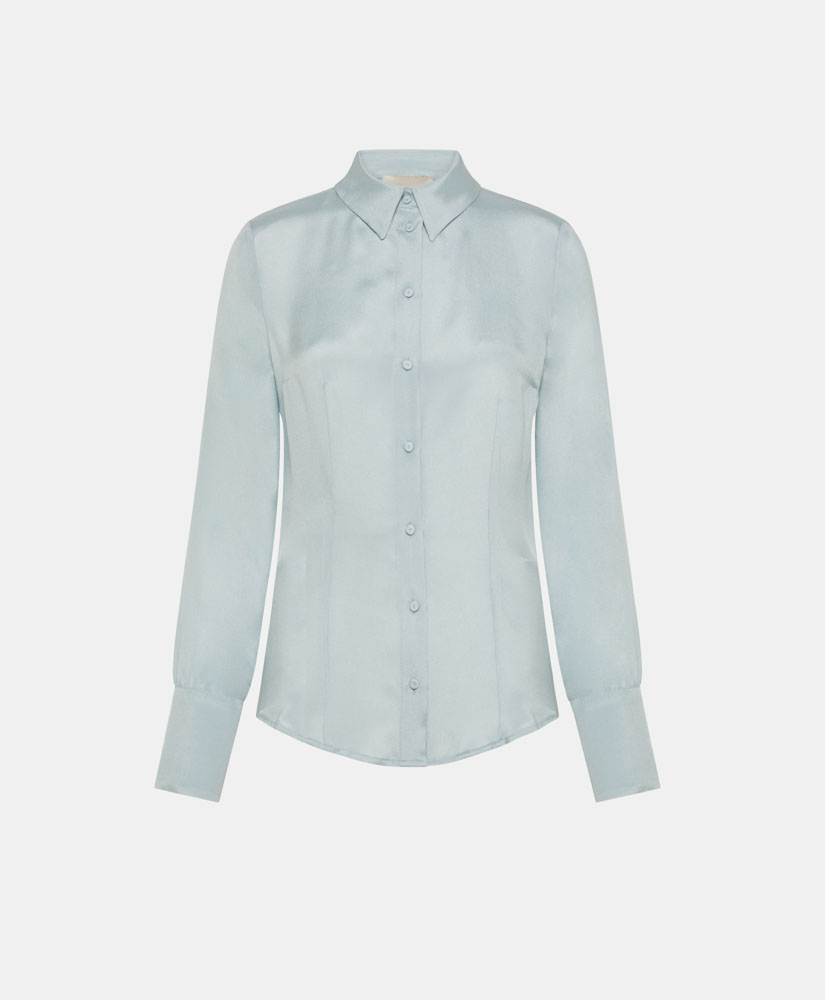 ORIGA SHIRT IN CREPE SILK BLEND - WATER GREEN - Momonì