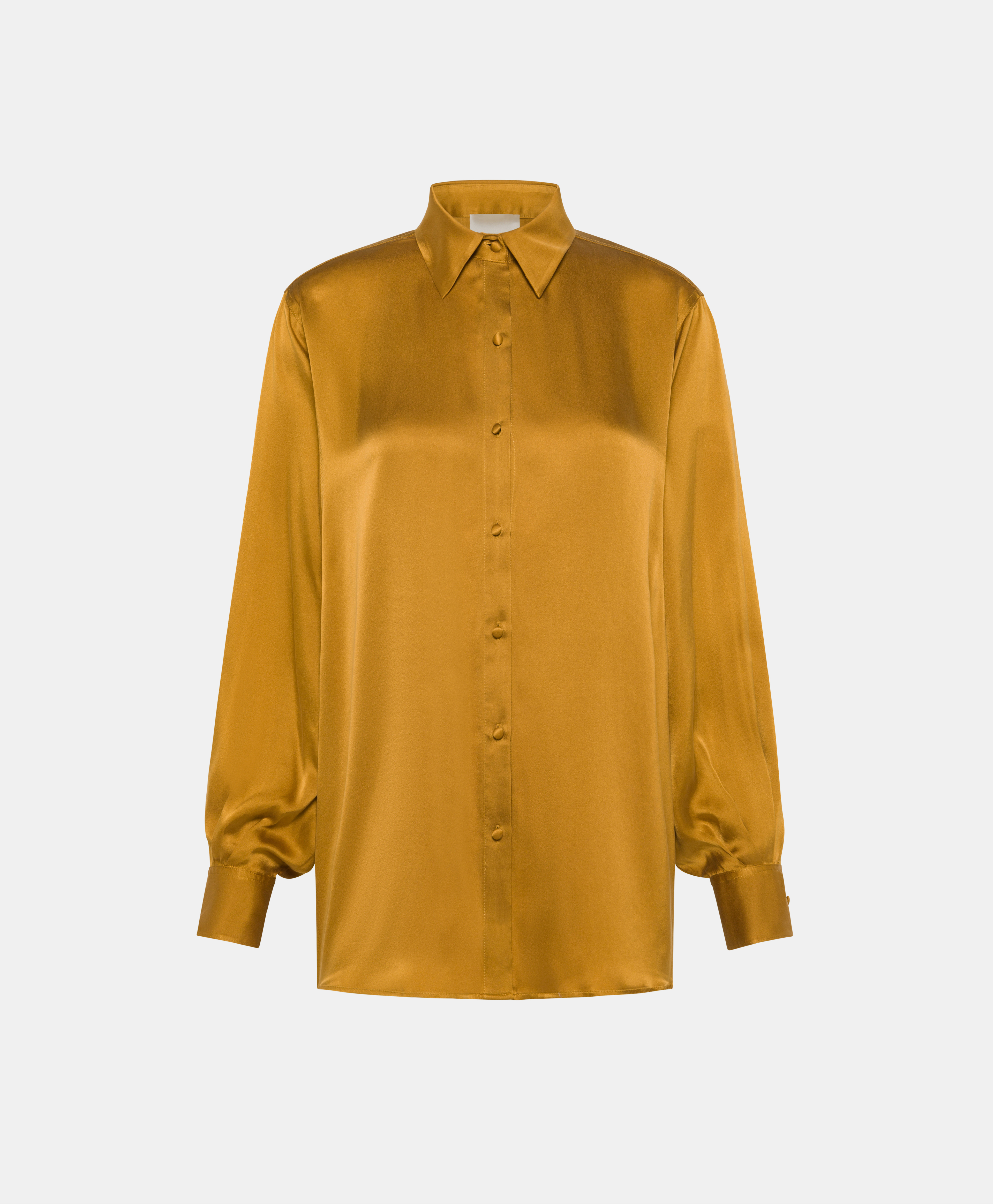 AKEMI SHIRT IN SOLID COLOUR SANDWASHED SILK - MUSTARD - Momonì