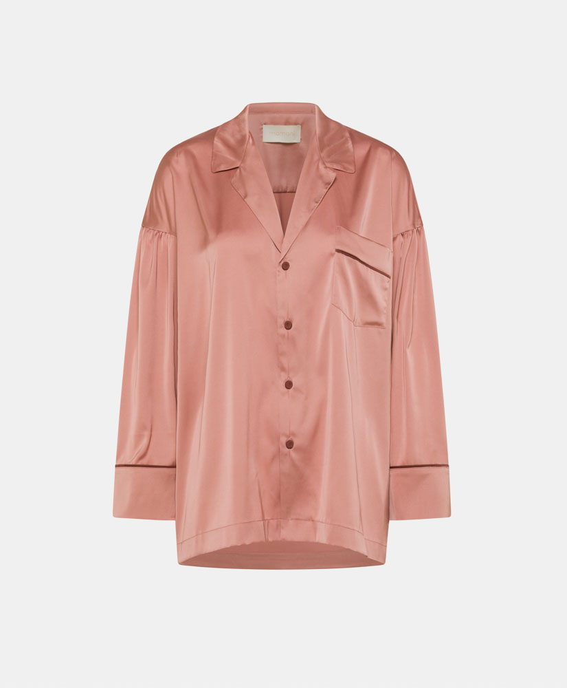 NAIME SHIRT IN TWO-TONE SATIN - ANTIQUE PINK/BORDEAUX - Momonì