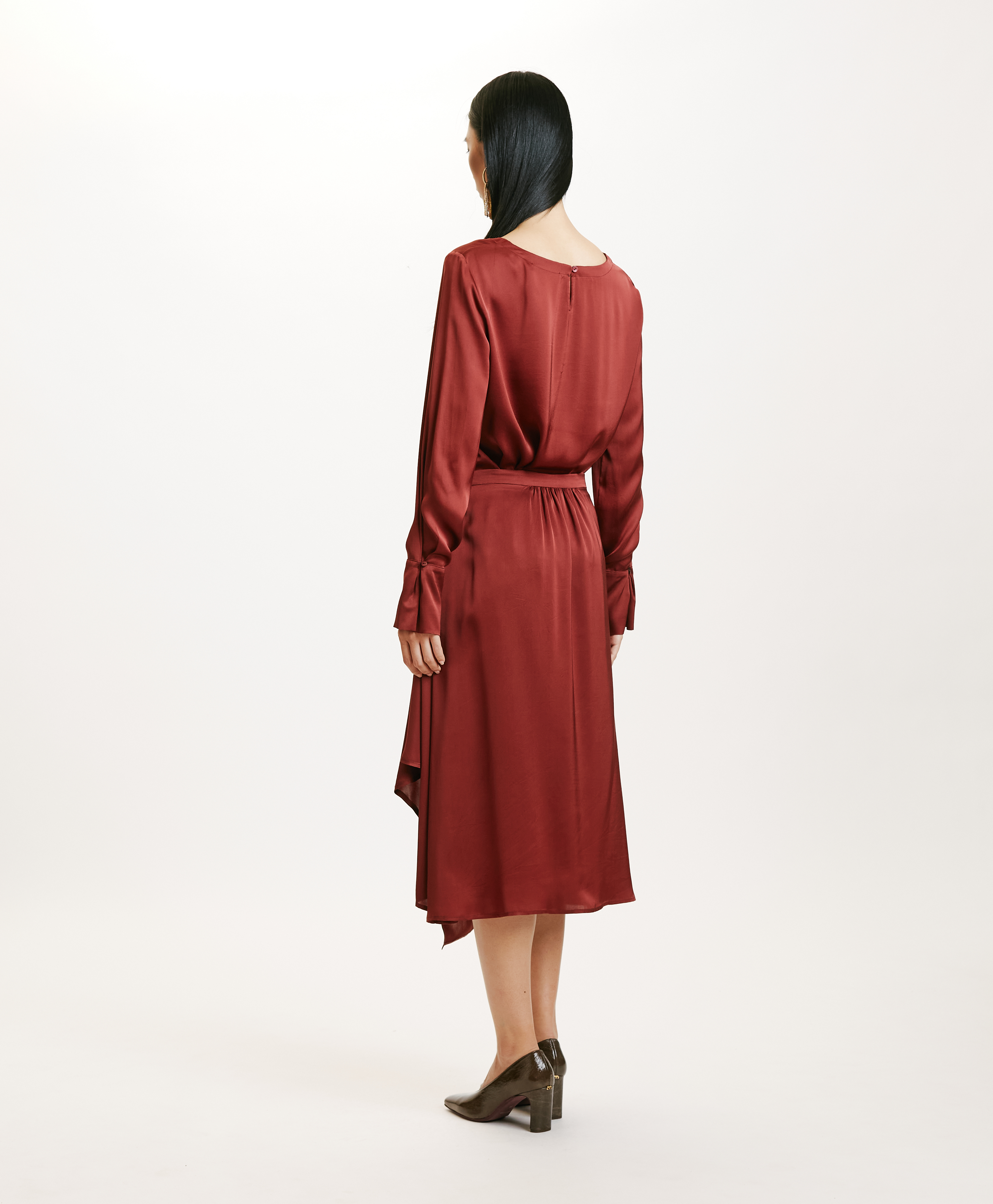 JUN SKIRT IN WASHED SILK - GRAPE MUST - Momonì