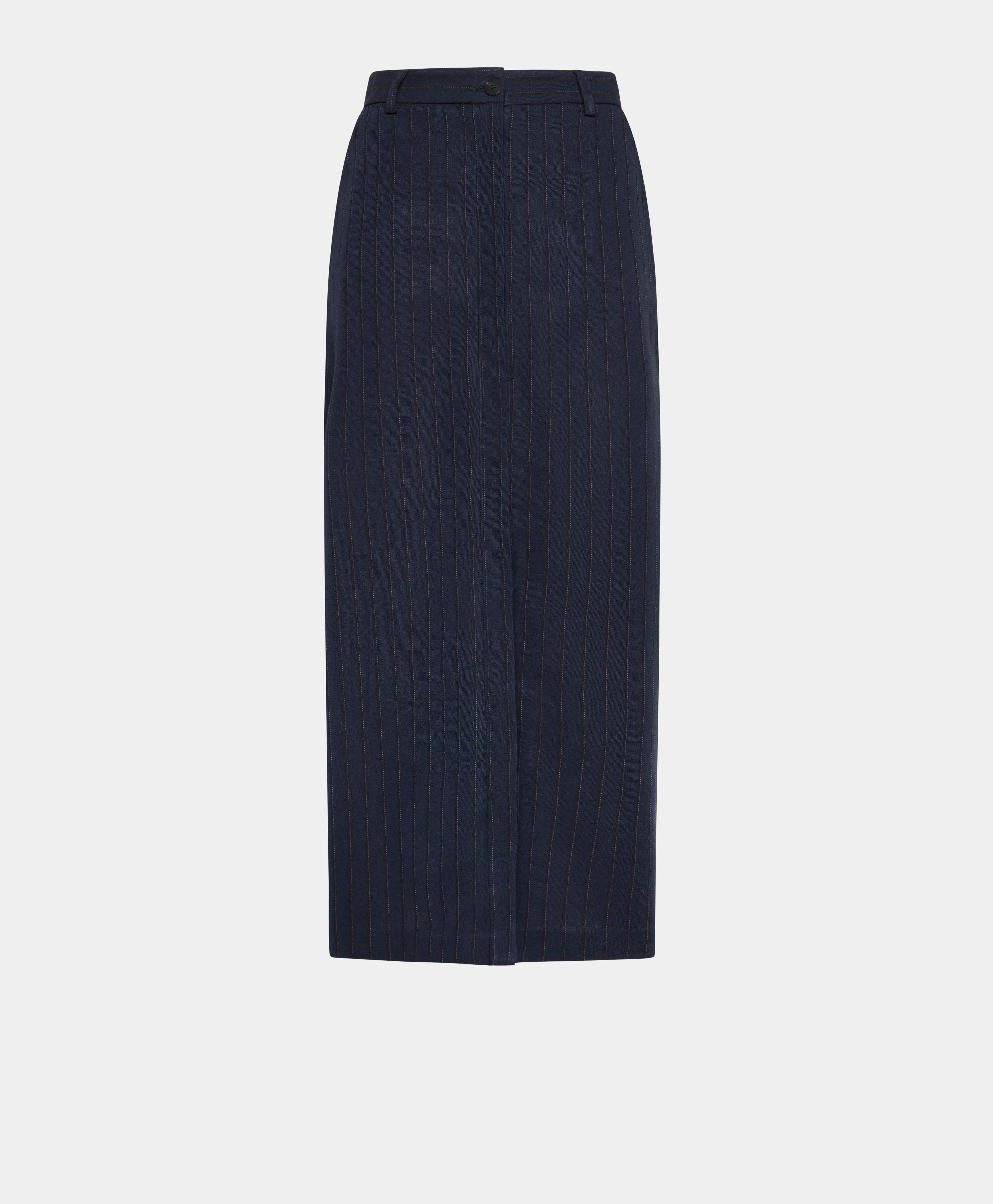 NOA SKIRT IN CHALKSTRIPE WOOL TWILL - BLUE - Momonì