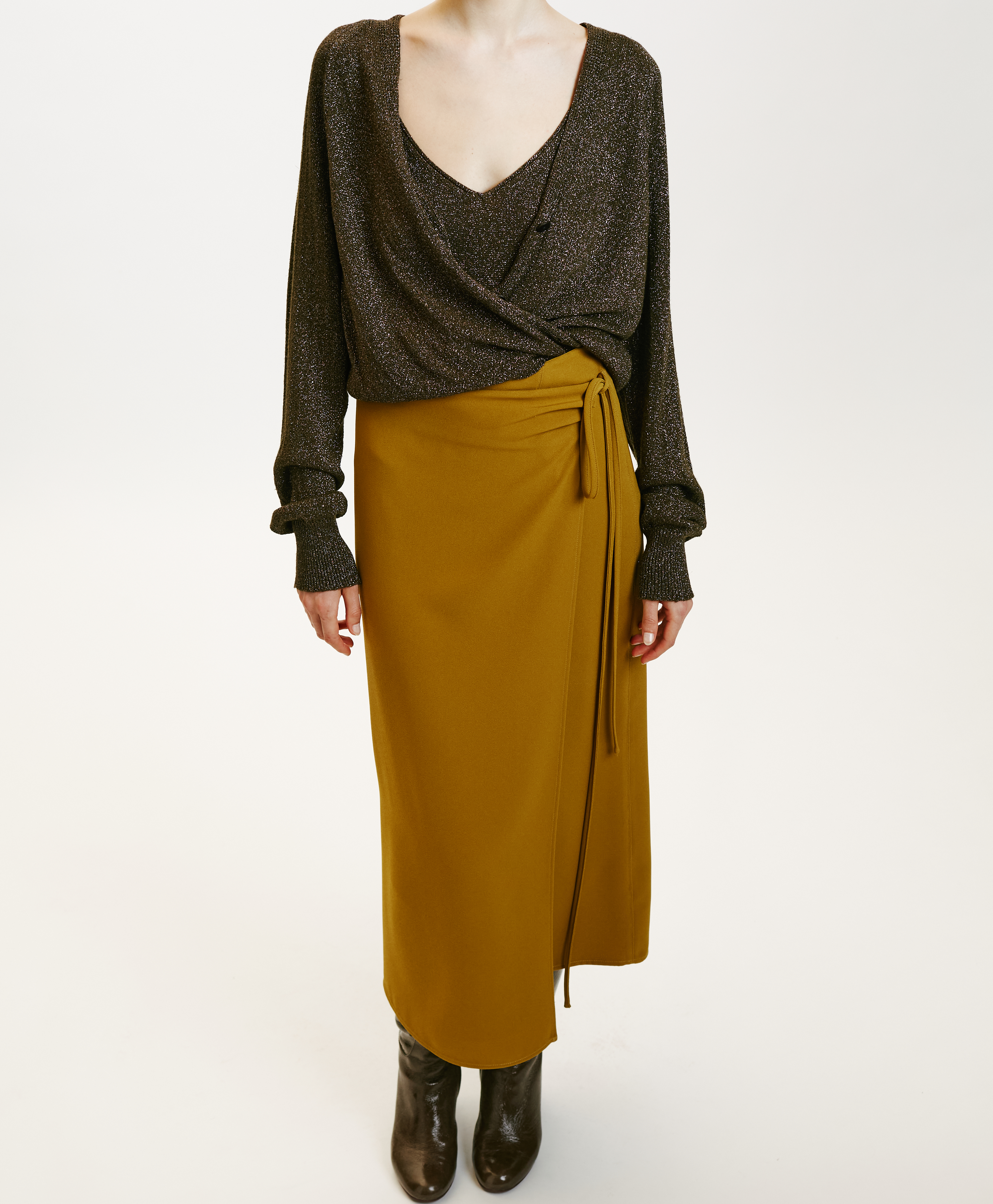 LIGEA SKIRT IN STRETCH CADY - GINGER - Momonì