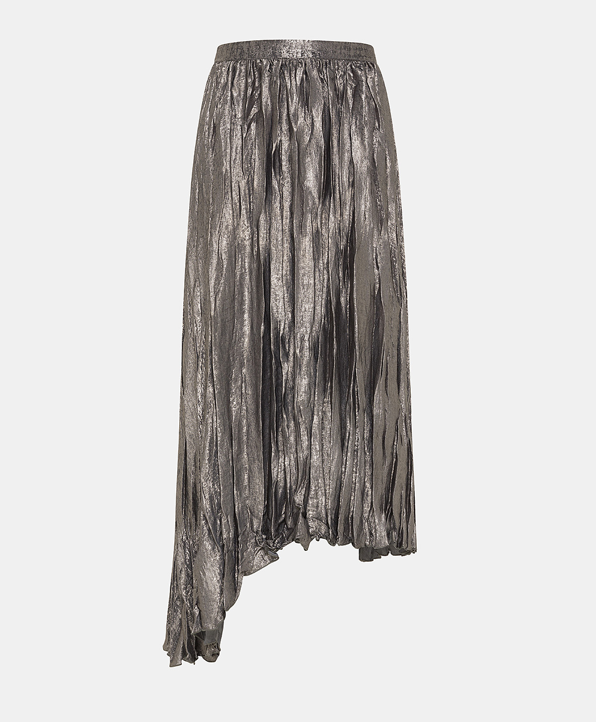 EVALINE PLEATED SKIRT IN FLUID LAMINATED FABRIC - SILVER - Momonì