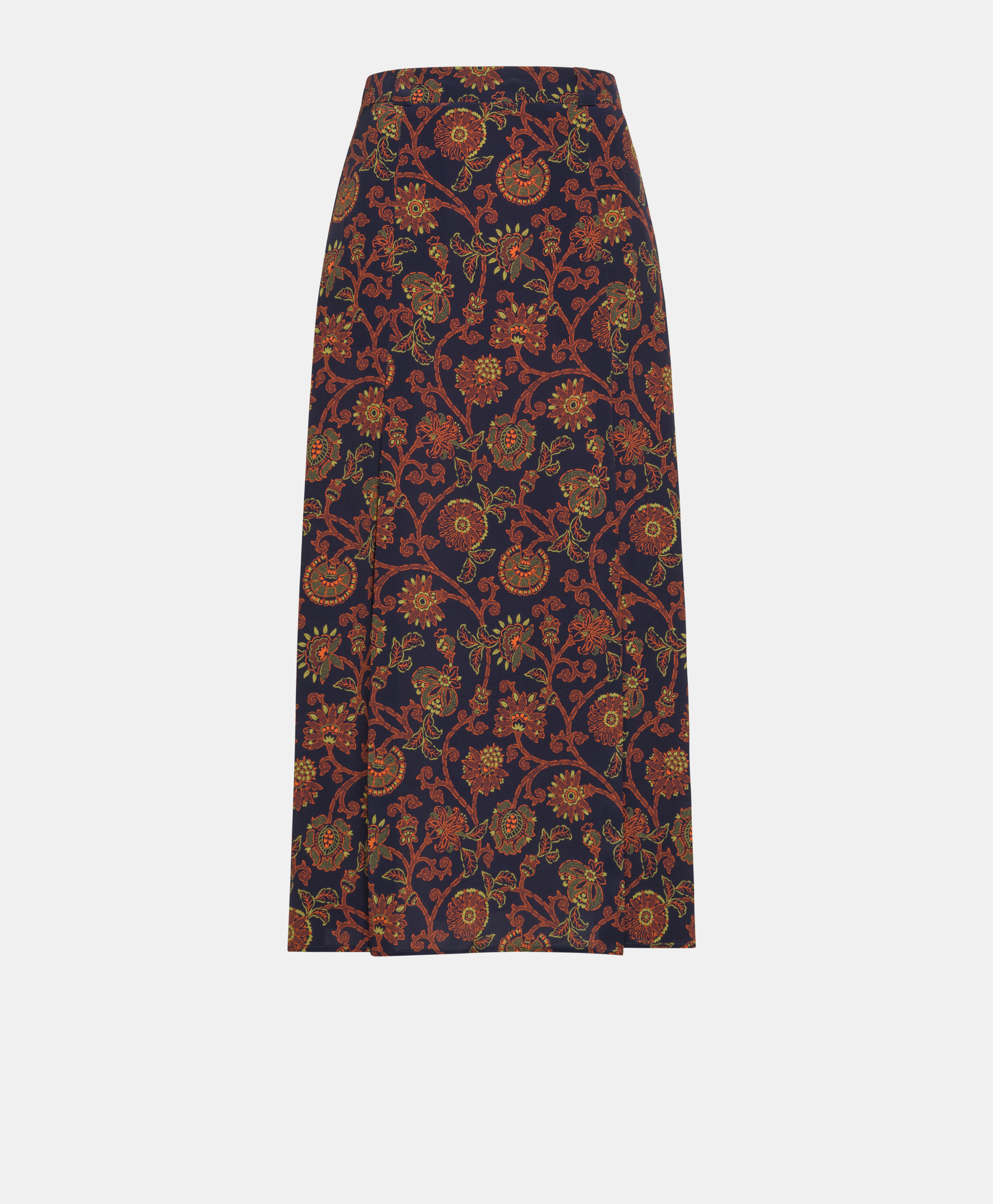 TAKUMA SKIRT IN PRINTED CREPE DE CHINE - BLUE/ORANGE - Momonì