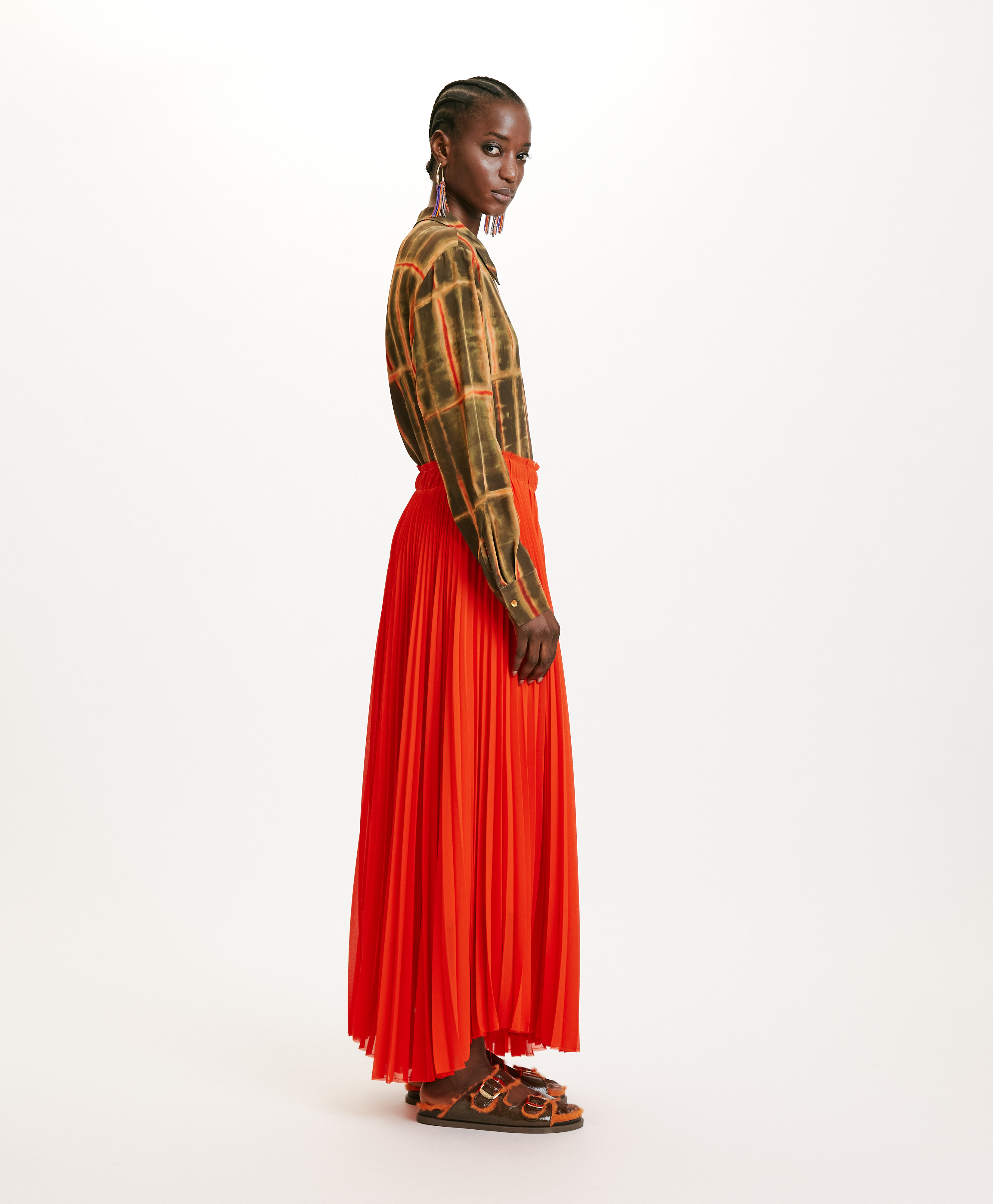 NORIE SKIRT IN GEORGETTE - PAPRIKA - Momonì