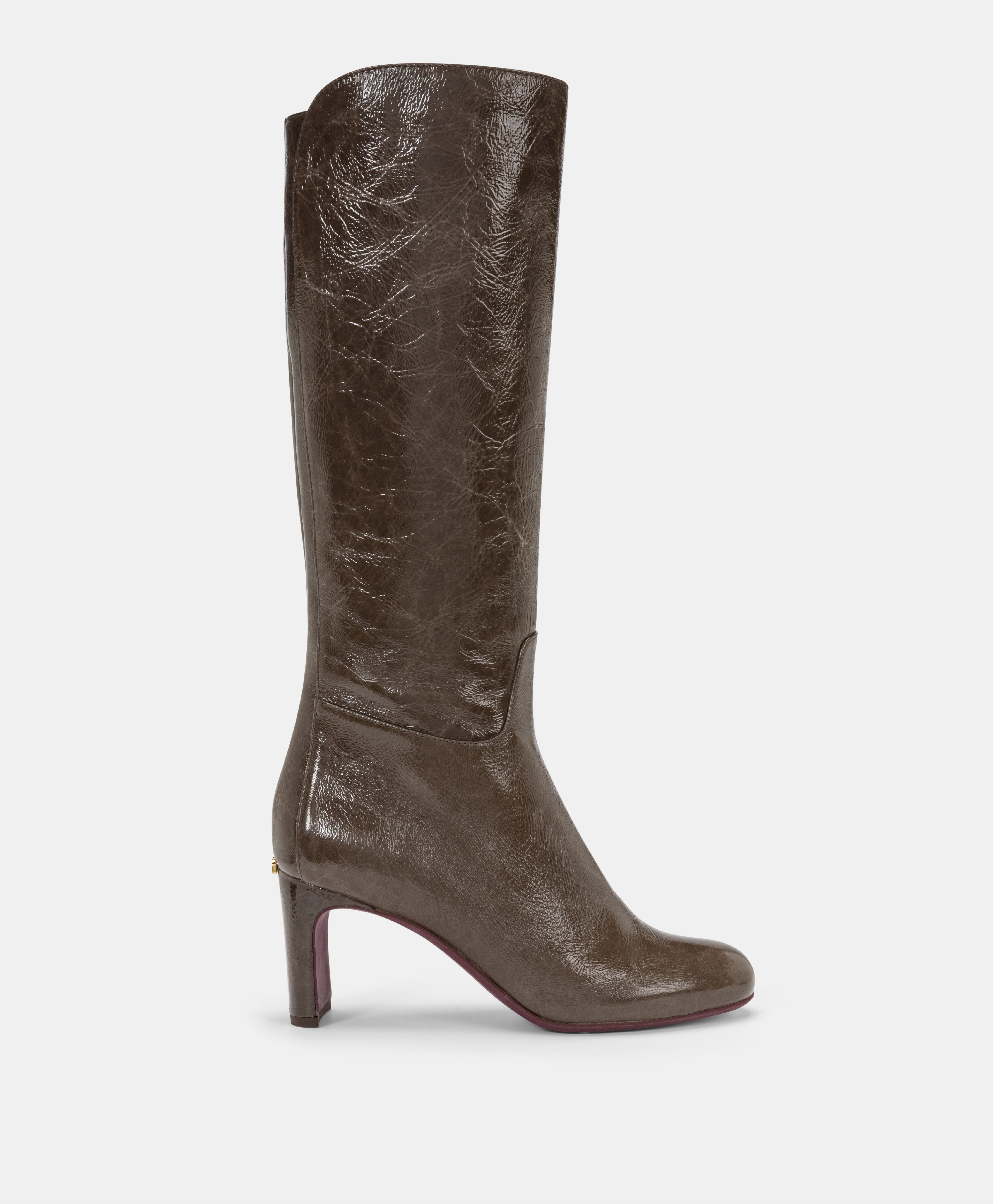 REIKO BOOTS IN NAPLAK LEATHER - DARK BROWN - Momonì