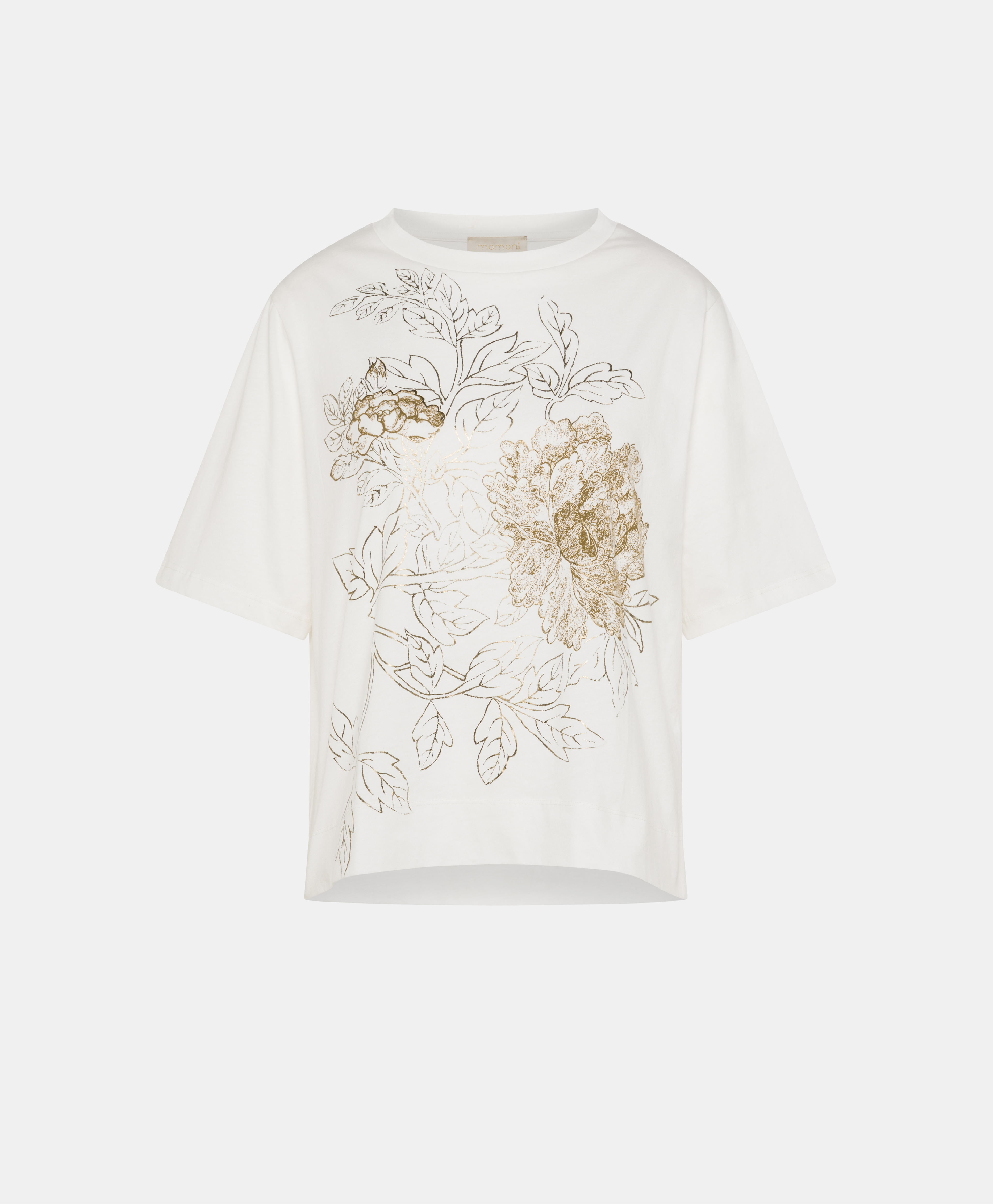 IORA T-SHIRT IN LAMINATED PRINT JERSEY - GOLD - Momonì