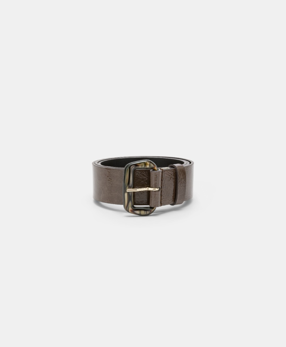 ANPAN BELT IN NAPLAK LEATHER - DARK BROWN - Momonì