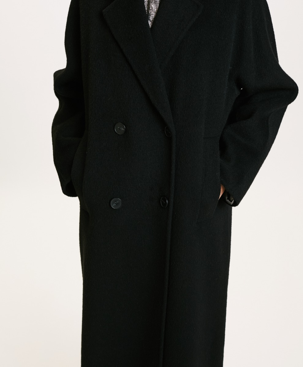 SAKURA COAT IN DOUBLEFACE WOOL/ALPACA - BLACK - Momonì