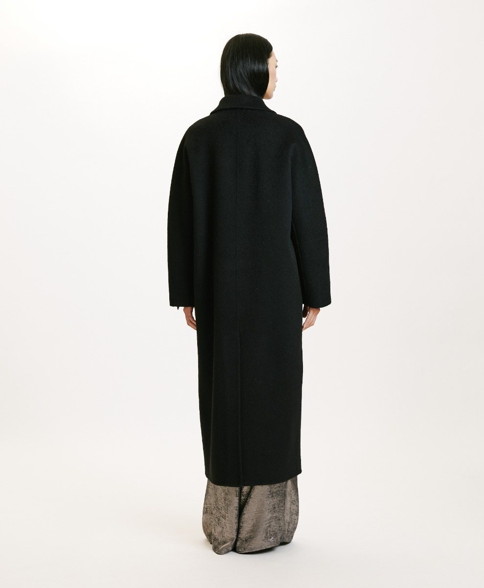 SAKURA COAT IN DOUBLEFACE WOOL/ALPACA - BLACK - Momonì