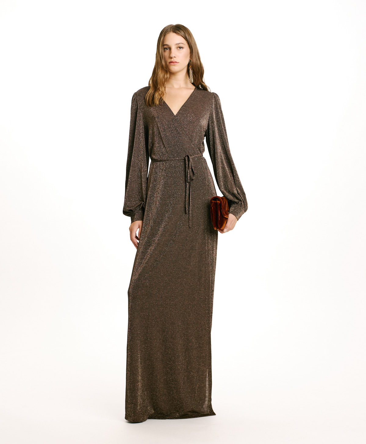 ROBE ALATERNO EN JERSEY LUREX - CUIVRE - Momonì