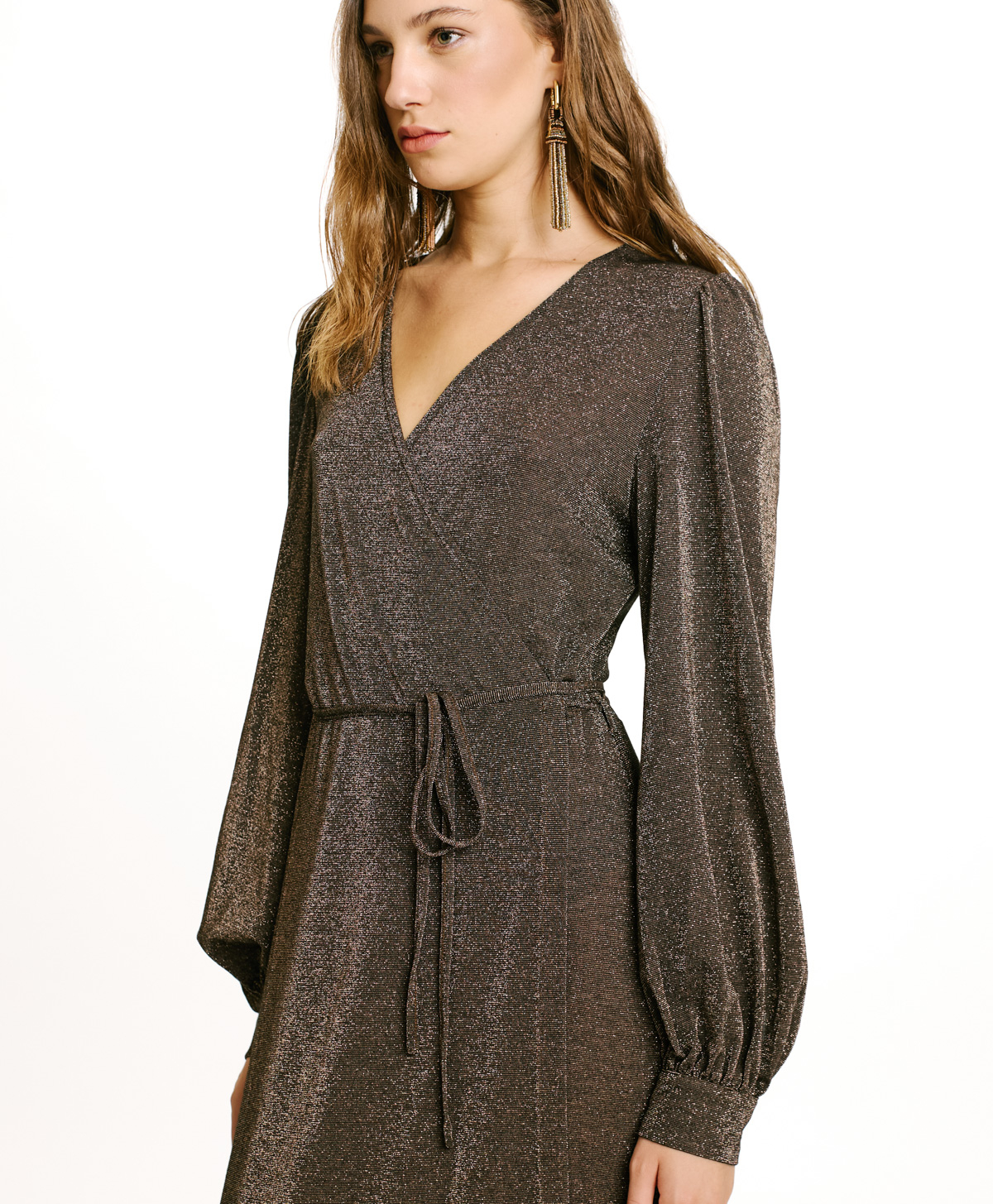 ROBE ALATERNO EN JERSEY LUREX - CUIVRE - Momonì