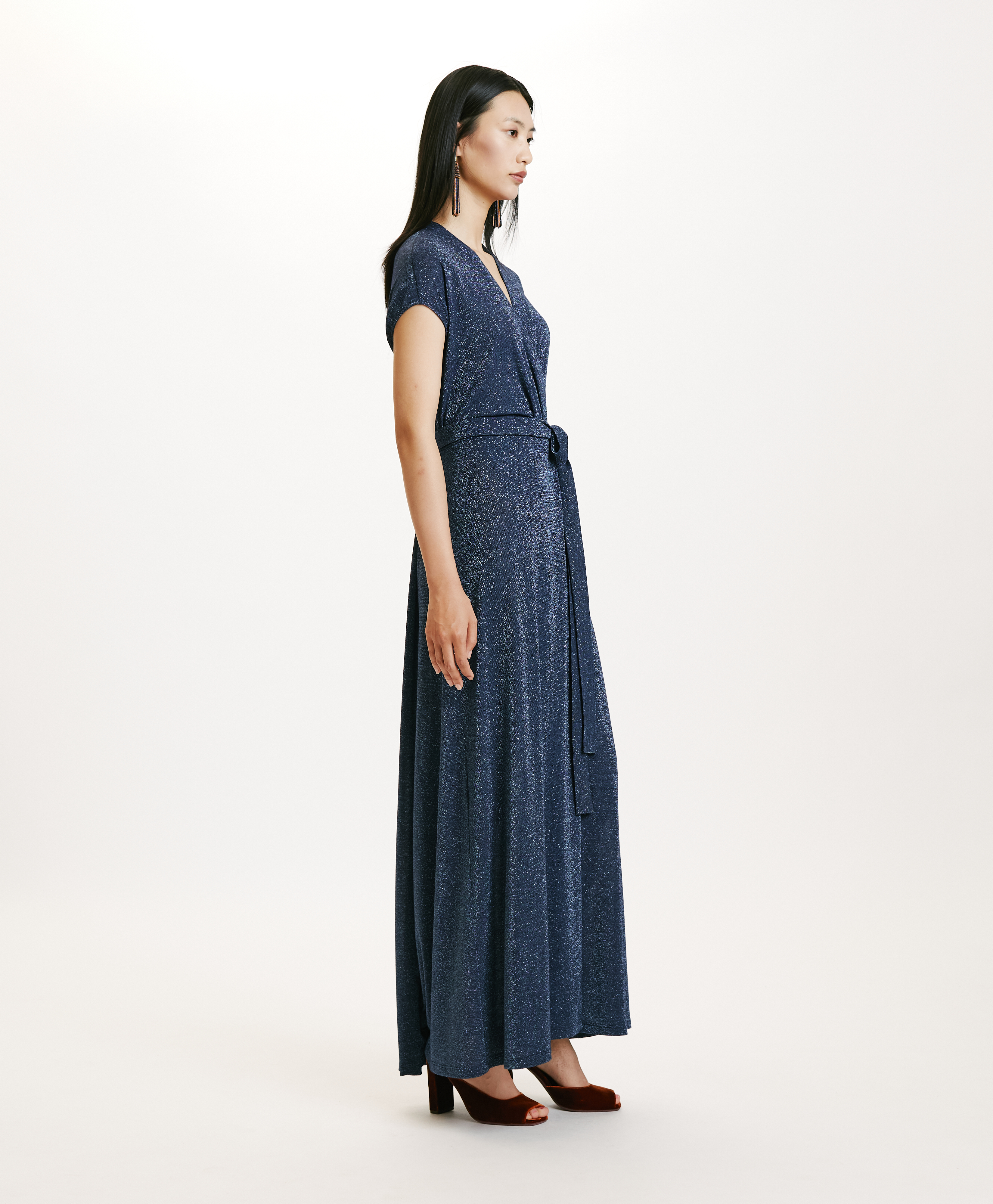 ROBE COTONARIA EN JERSEY LUREX - DENIM - Momonì