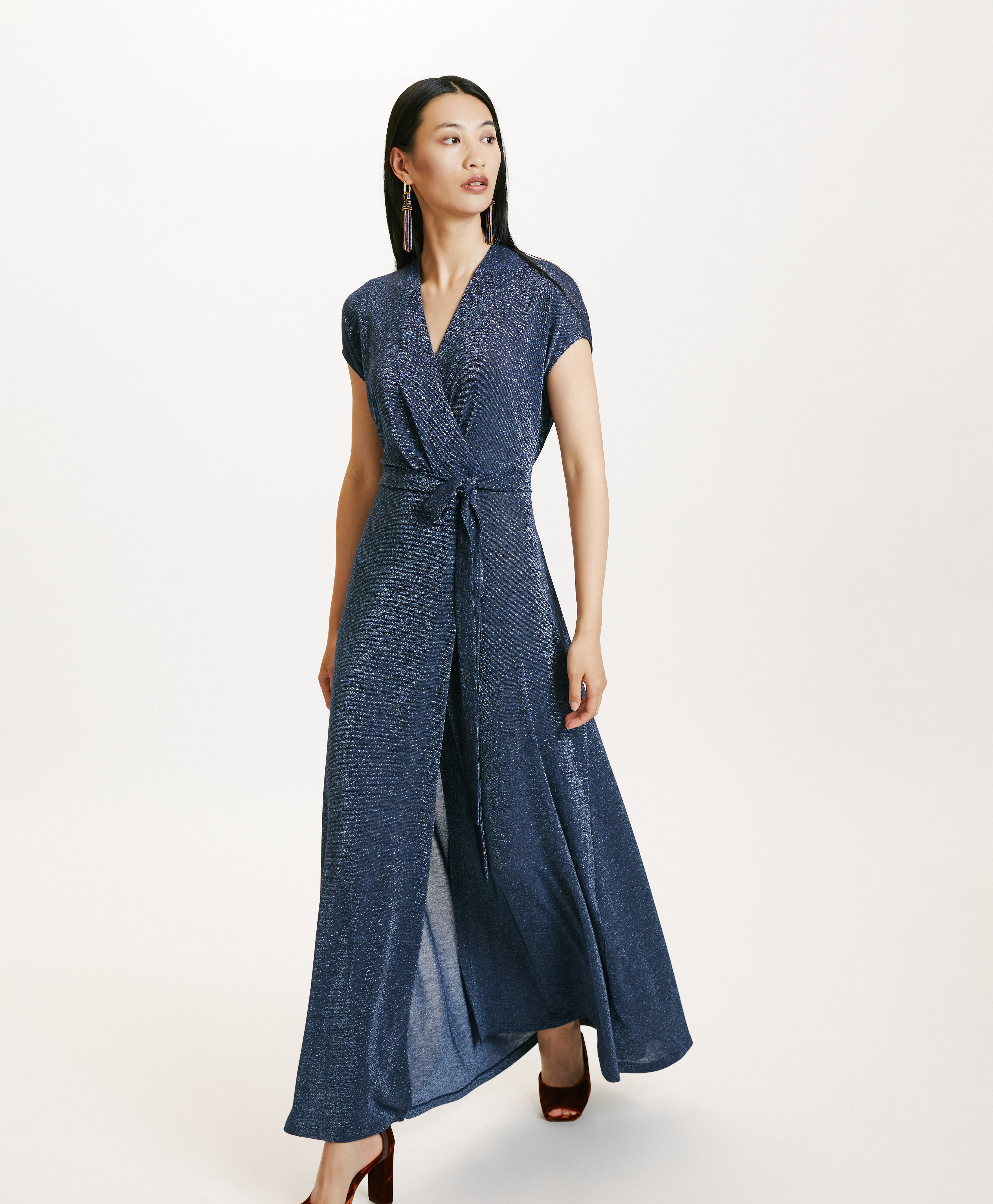 COTONARIA DRESS IN JERSEY LUREX - DENIM - Momonì