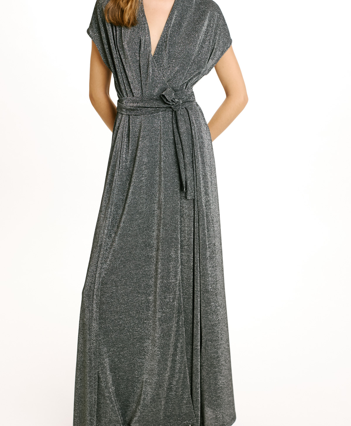 ROBE COTONARIA EN JERSEY LUREX - GRIS FONCÉ - Momonì