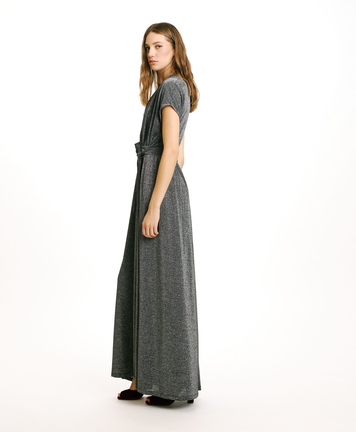 COTONARIA DRESS IN JERSEY LUREX - DARK GREY - Momonì