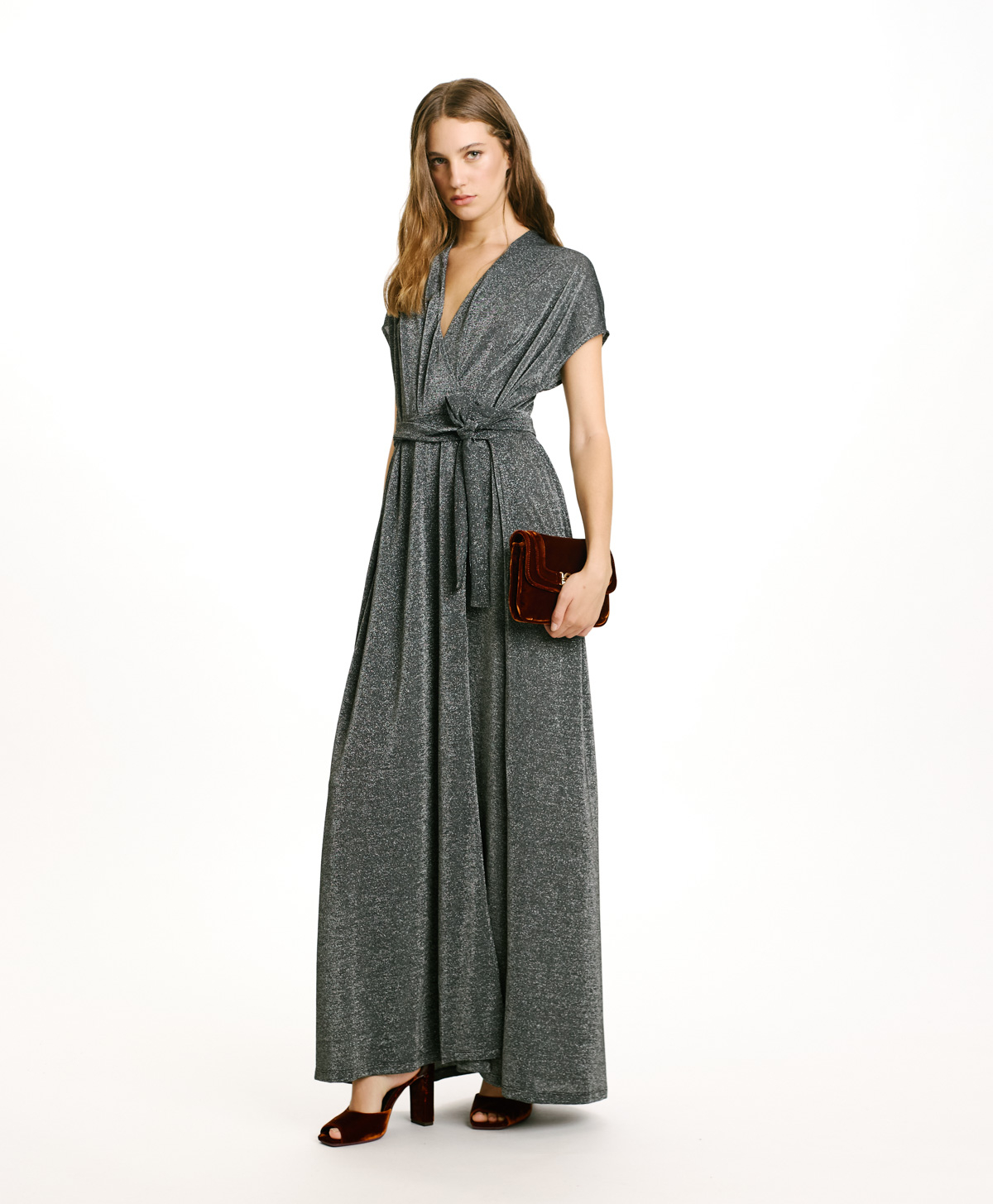 ROBE COTONARIA EN JERSEY LUREX - GRIS FONCÉ - Momonì