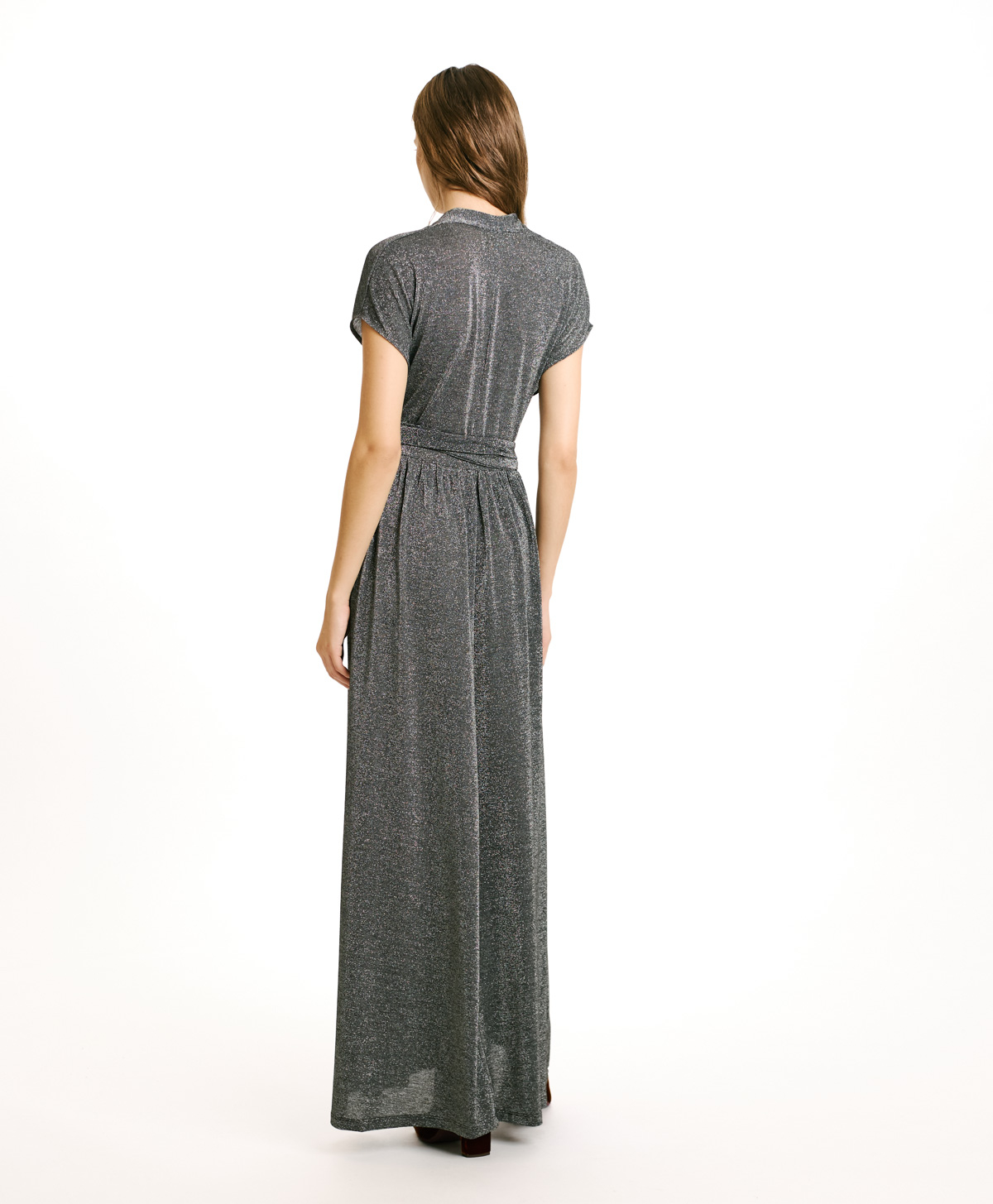 ROBE COTONARIA EN JERSEY LUREX - GRIS FONCÉ - Momonì