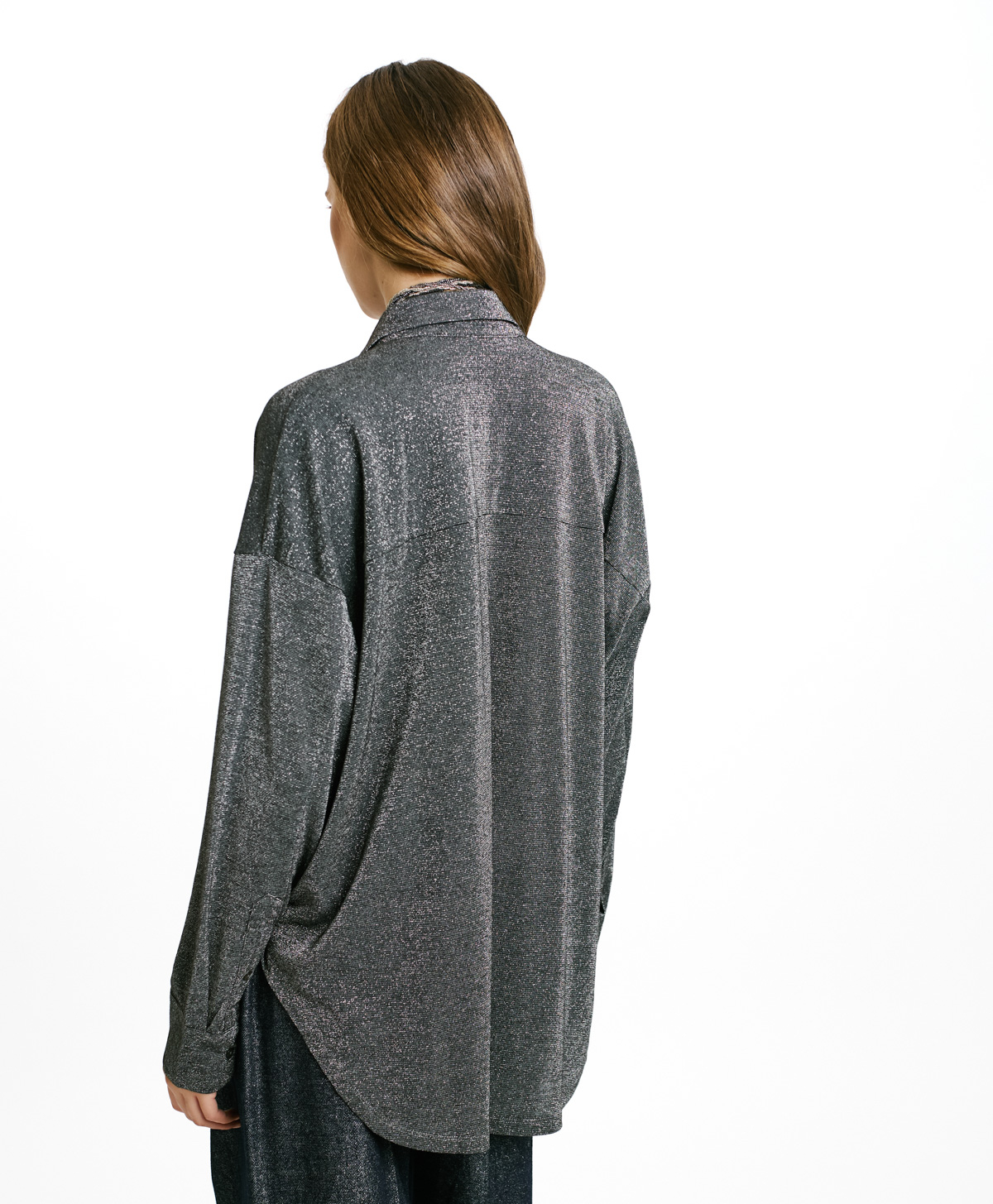 BILANCIA SHIRT IN JERSEY LUREX - DARK GREY - Momonì