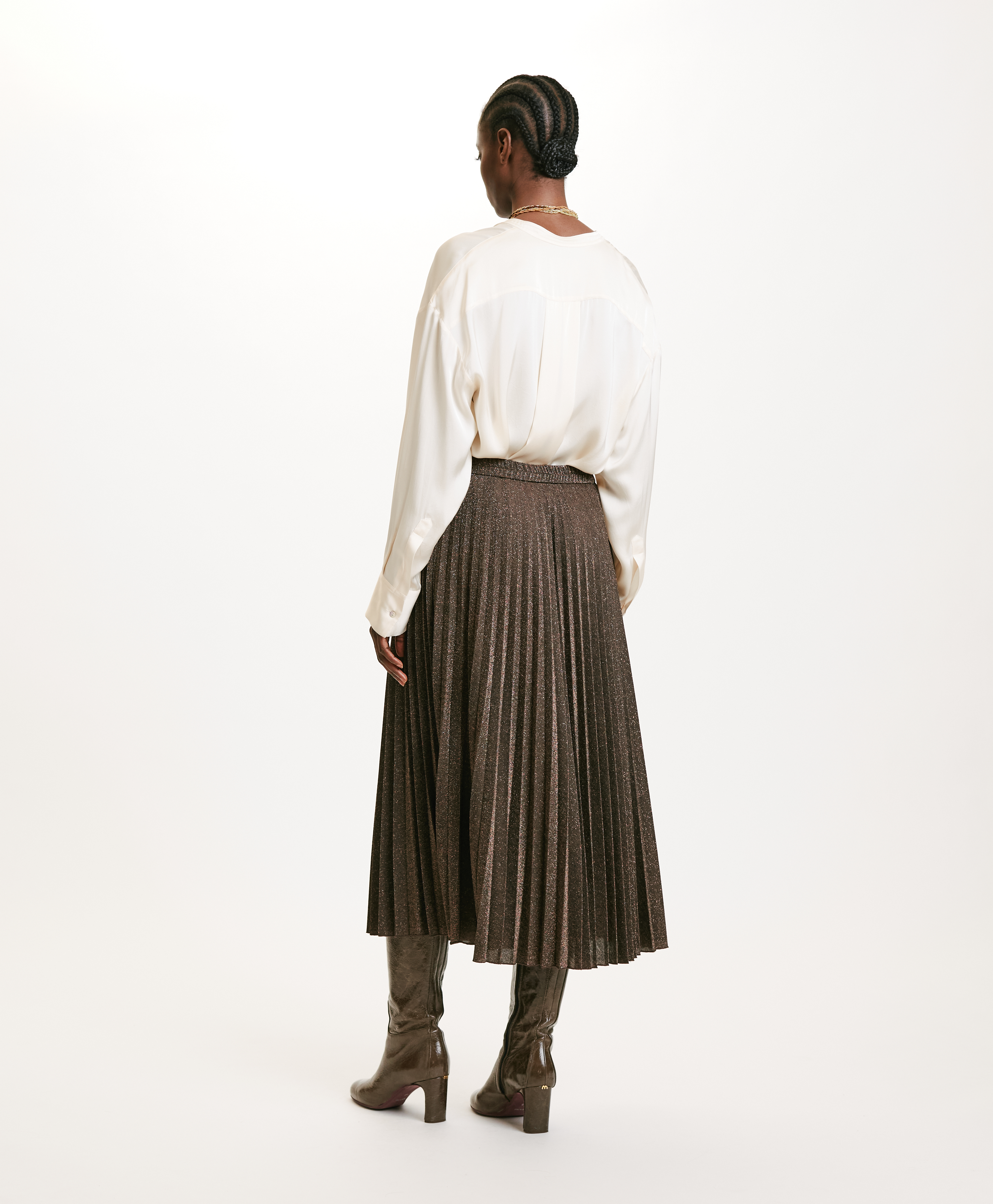 EMI SKIRT IN JERSEY LUREX - COPPER - Momonì