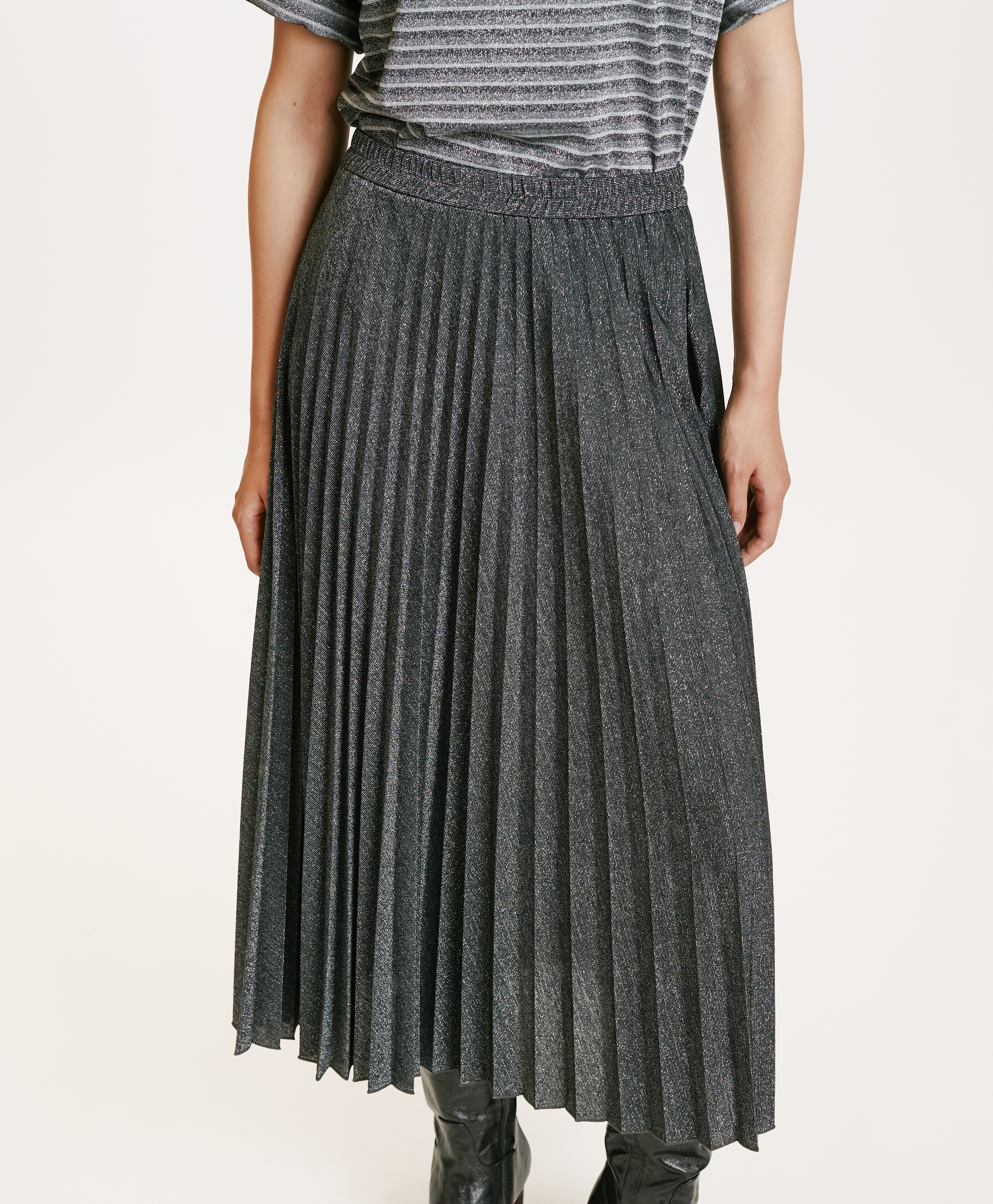 EMI SKIRT IN JERSEY LUREX - DARK GREY - Momonì