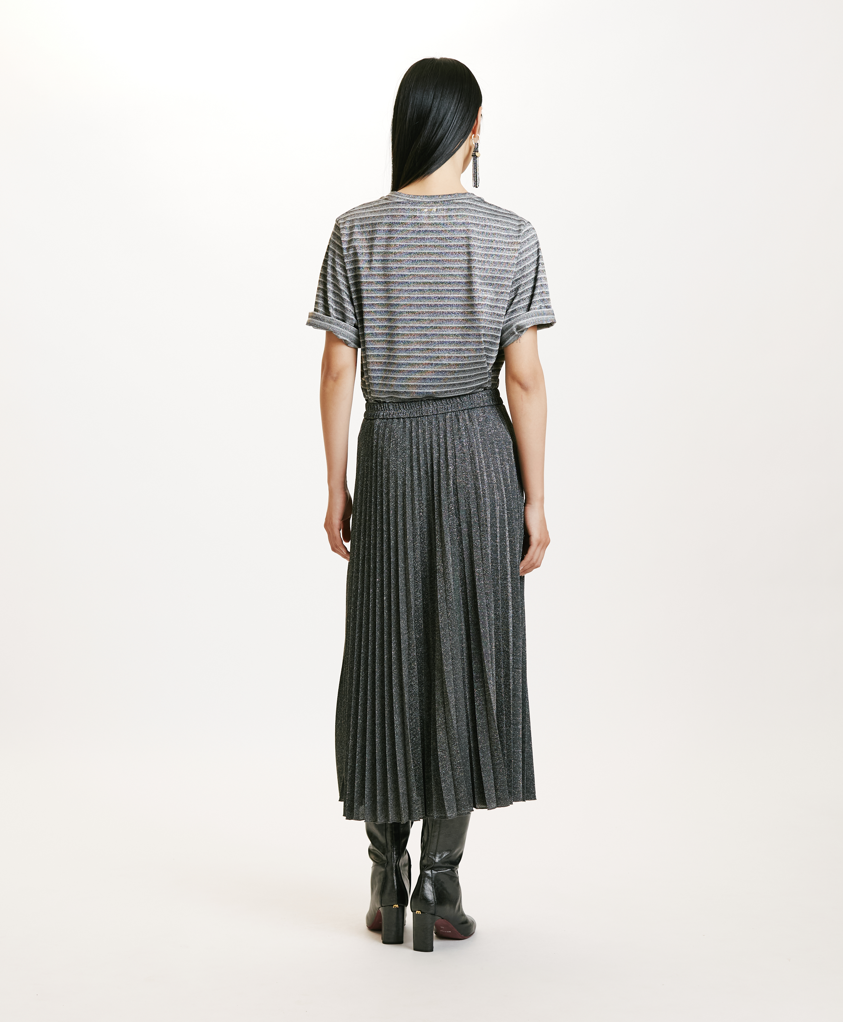 EMI SKIRT IN JERSEY LUREX - DARK GREY - Momonì