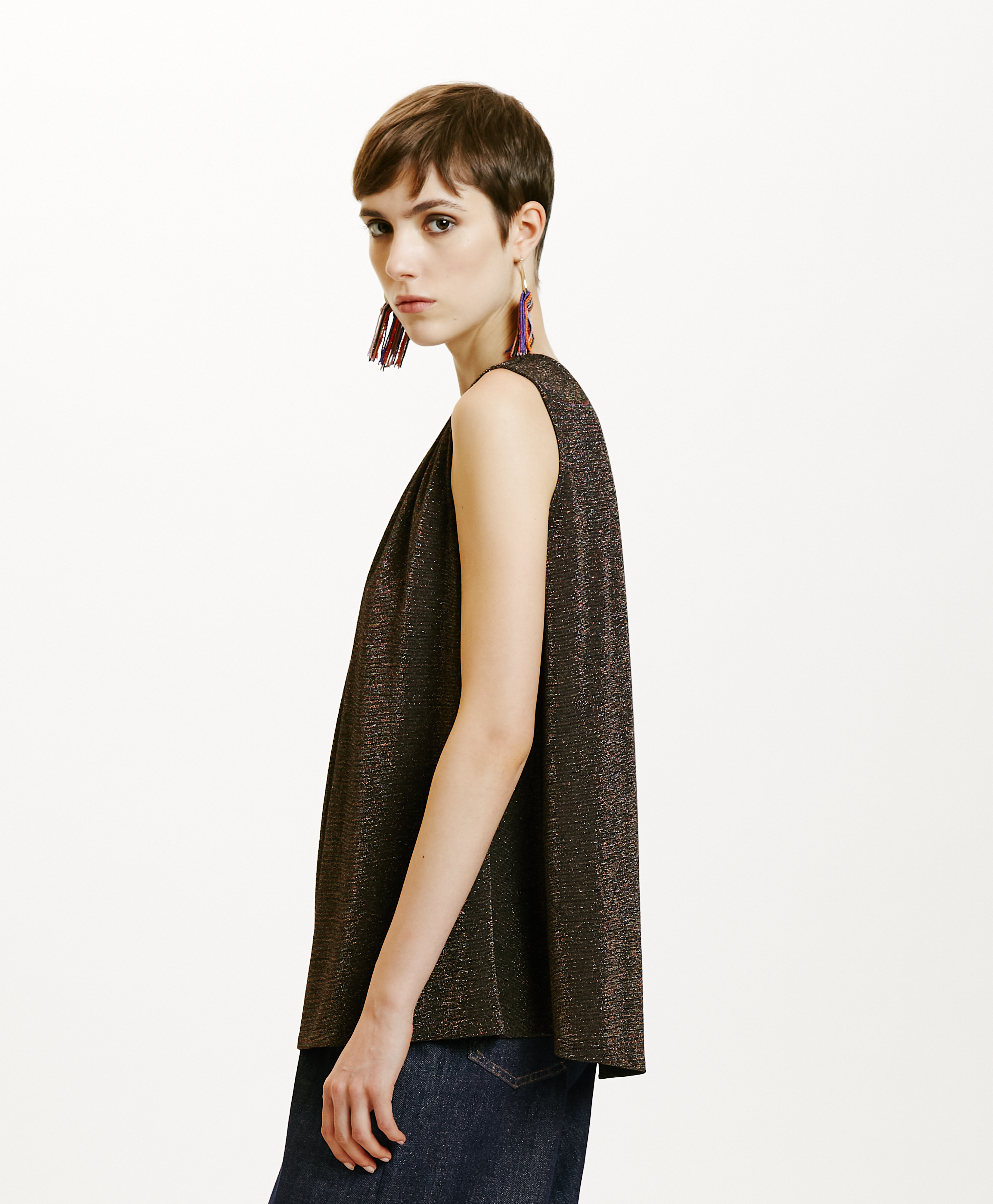 CRIS TOP IN LUREX JERSEY - COPPER - Momonì